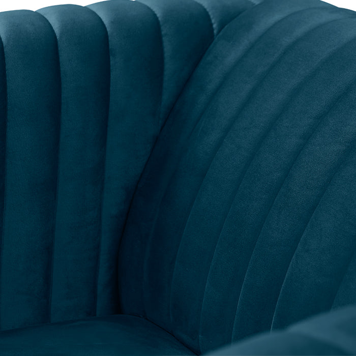 fauteuil gatsby en velours bleu fonce pieds dore