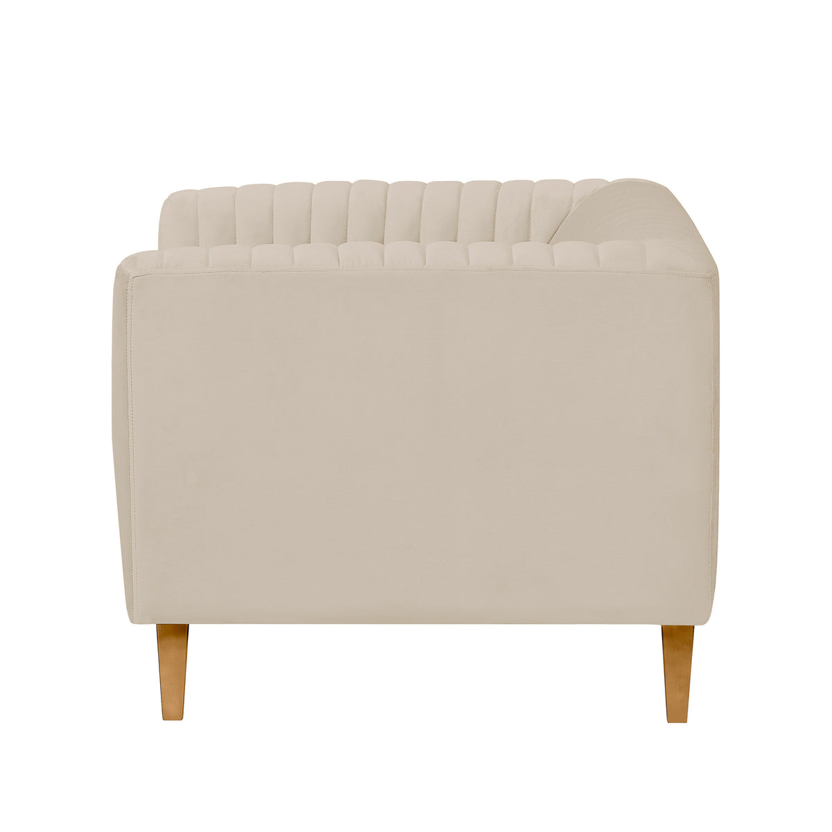Fauteuil Gatsby velours beige profil latéral – Maison Pavane