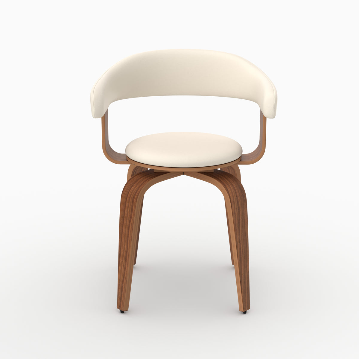 Fauteuil Harold accoudoirs pivotant simili blanc face – Maison Pavane