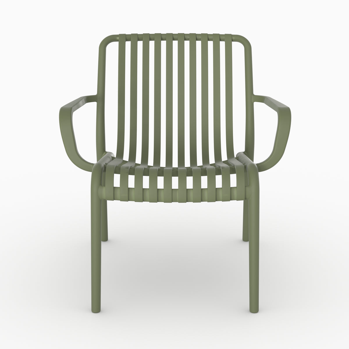 Fauteuil Ivy vert kaki accoudoirs espace detente plastique