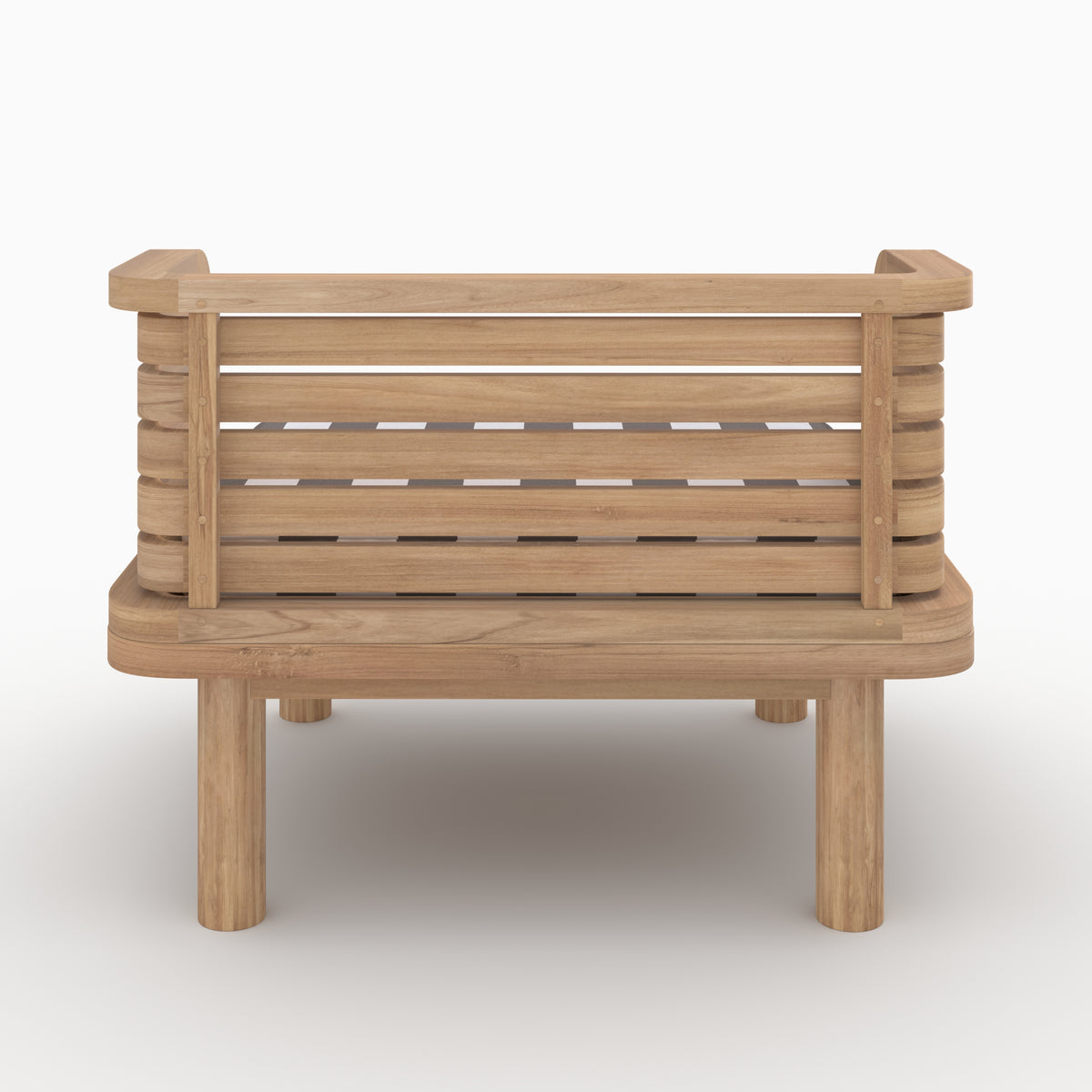 Fauteuil jardin en teck massif Kilda coussin rayé gris