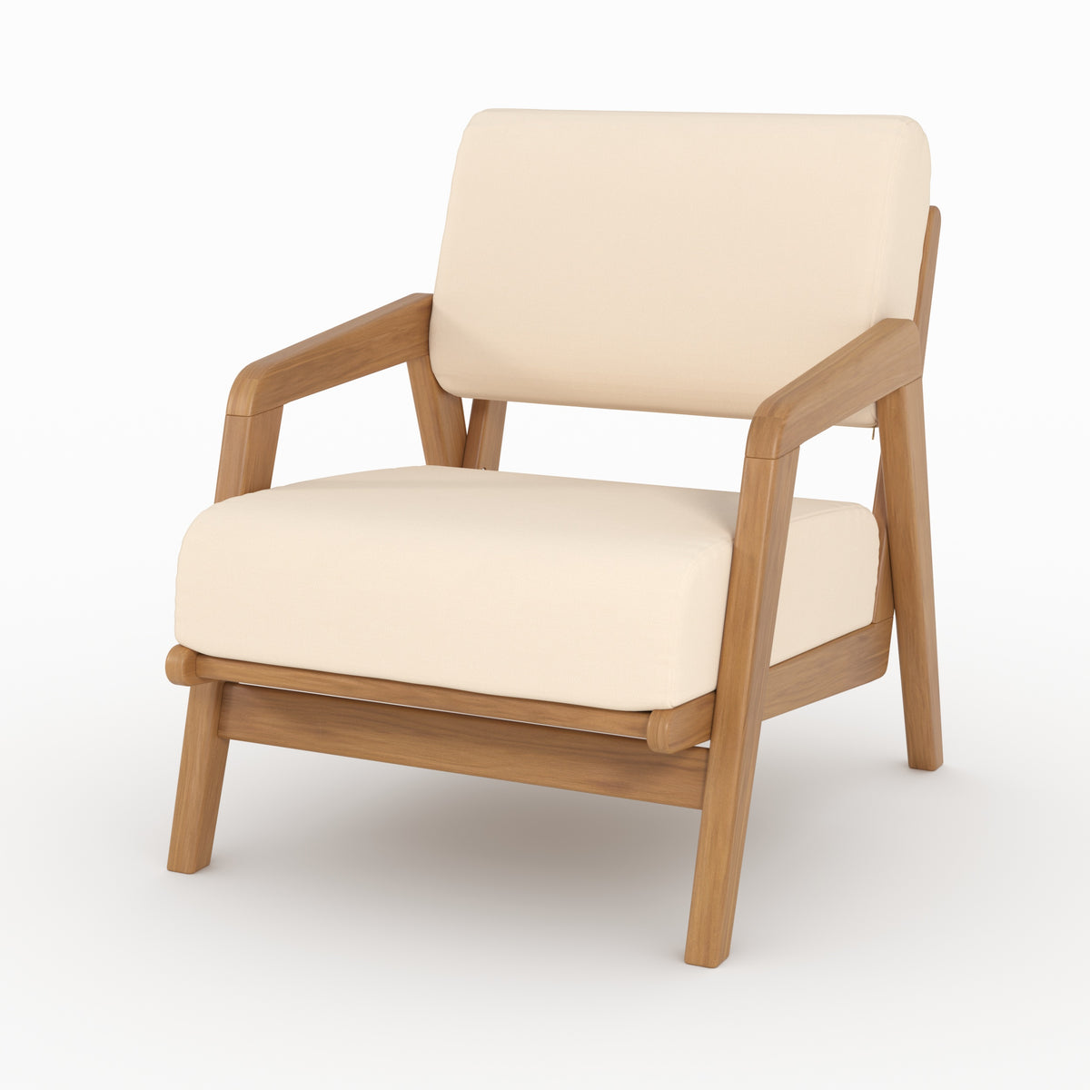 Fauteuil jardin Siargao 1 place beige clair acacia perspective
