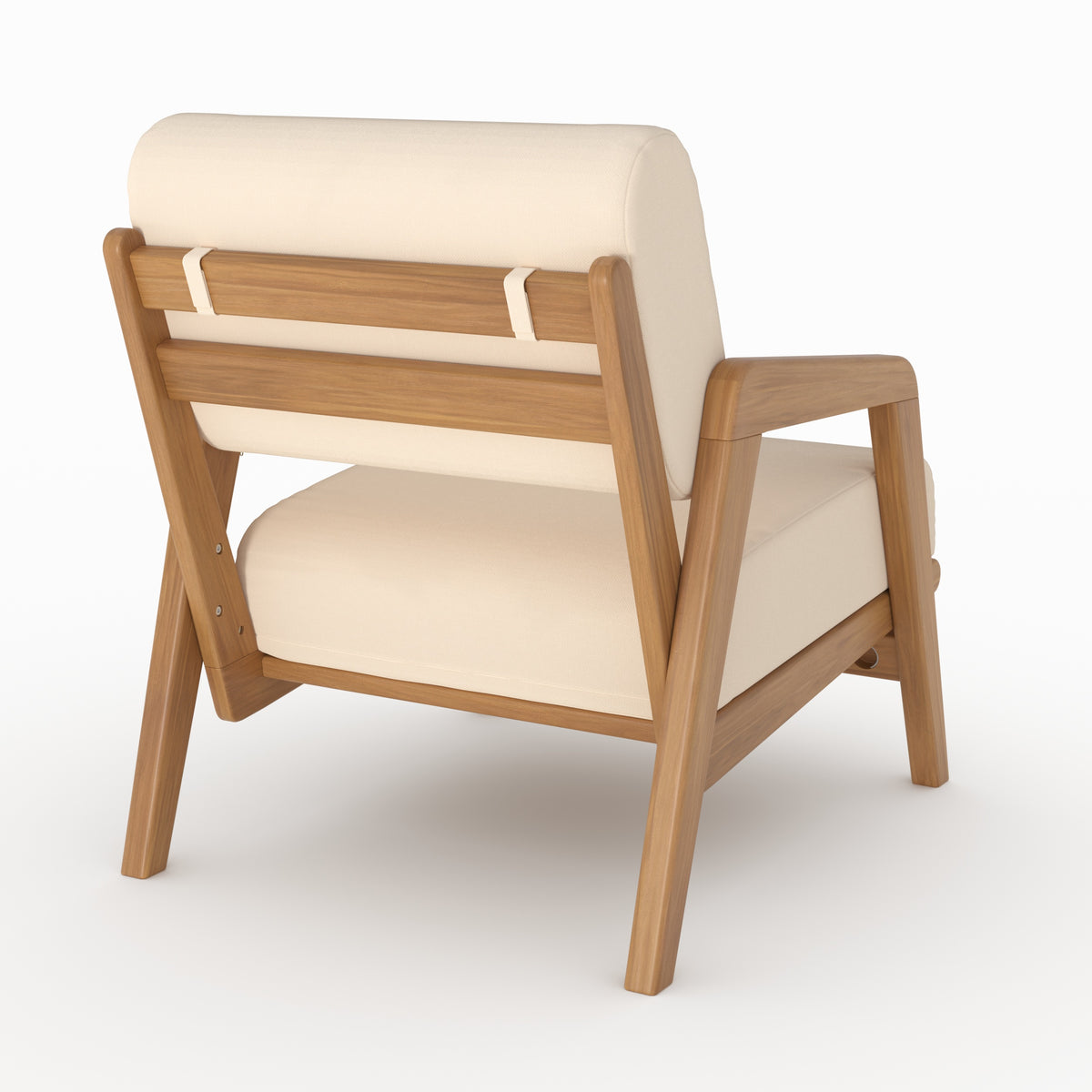Fauteuil jardin Siargao 1 place beige clair acacia vue arrière
