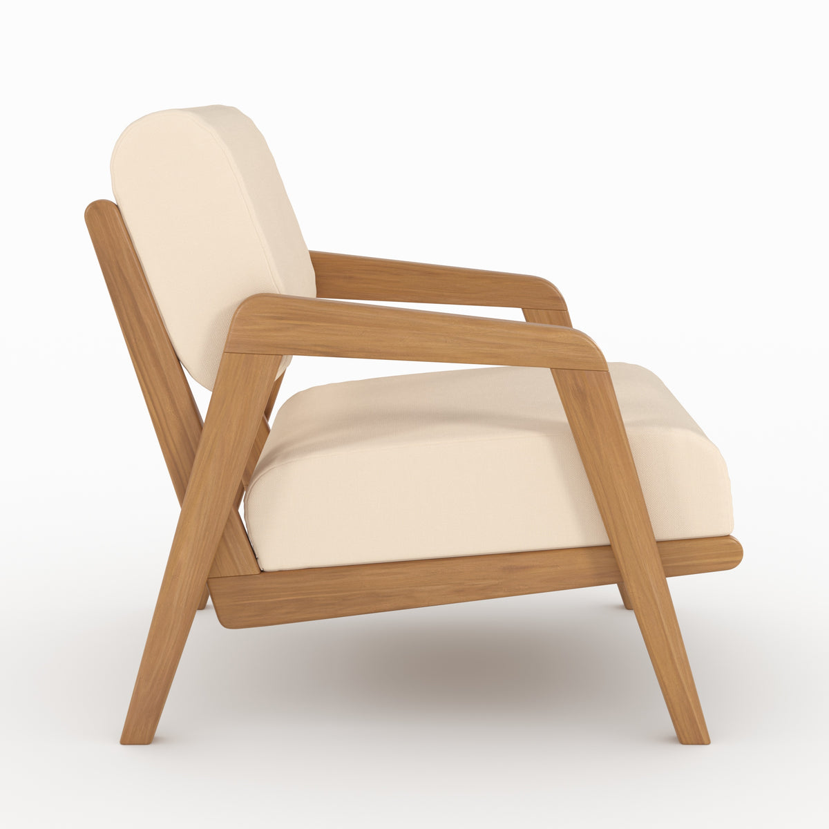 Fauteuil jardin Siargao 1 place beige clair acacia vue côté