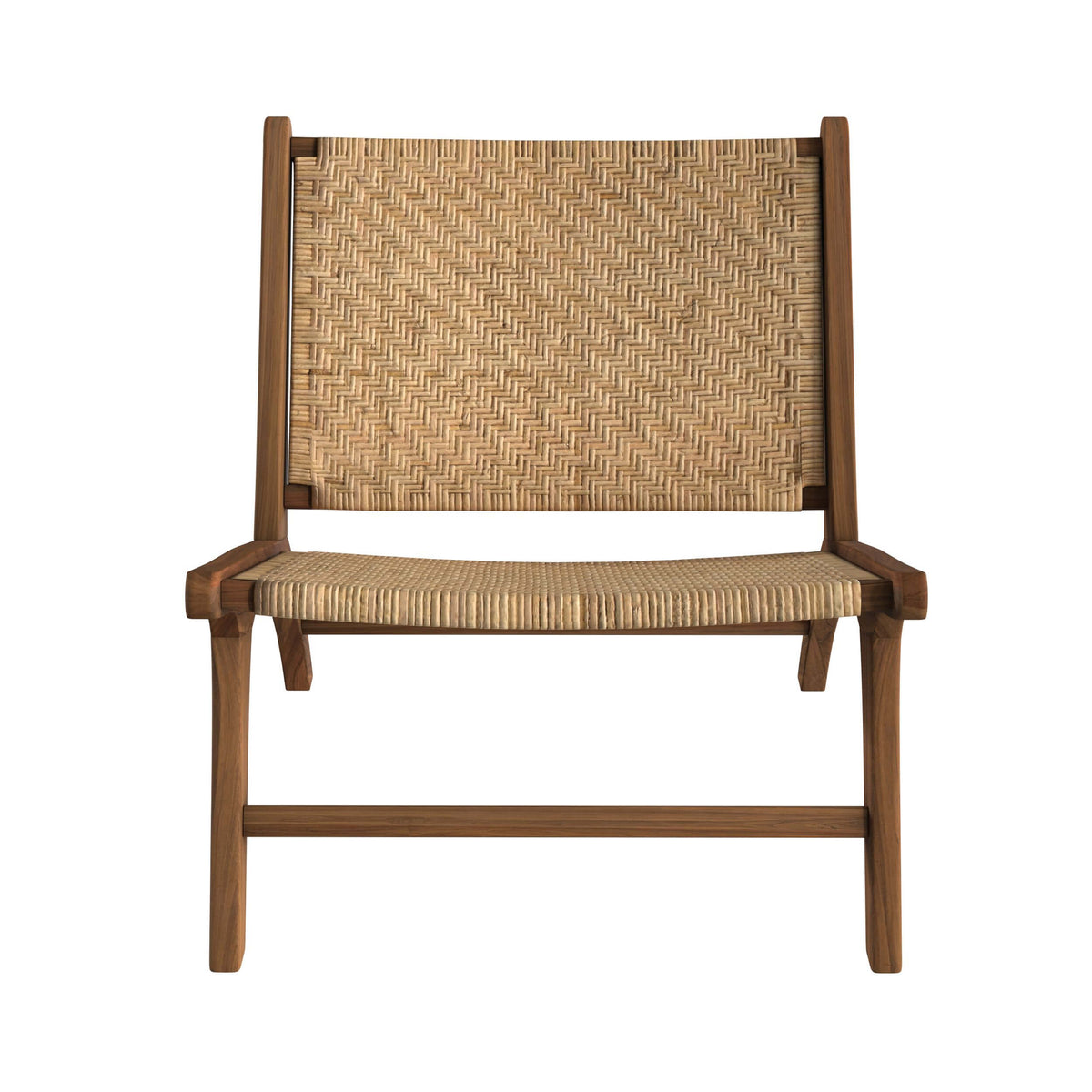 fauteuil kilka bois de teck tressage chevron en rotin