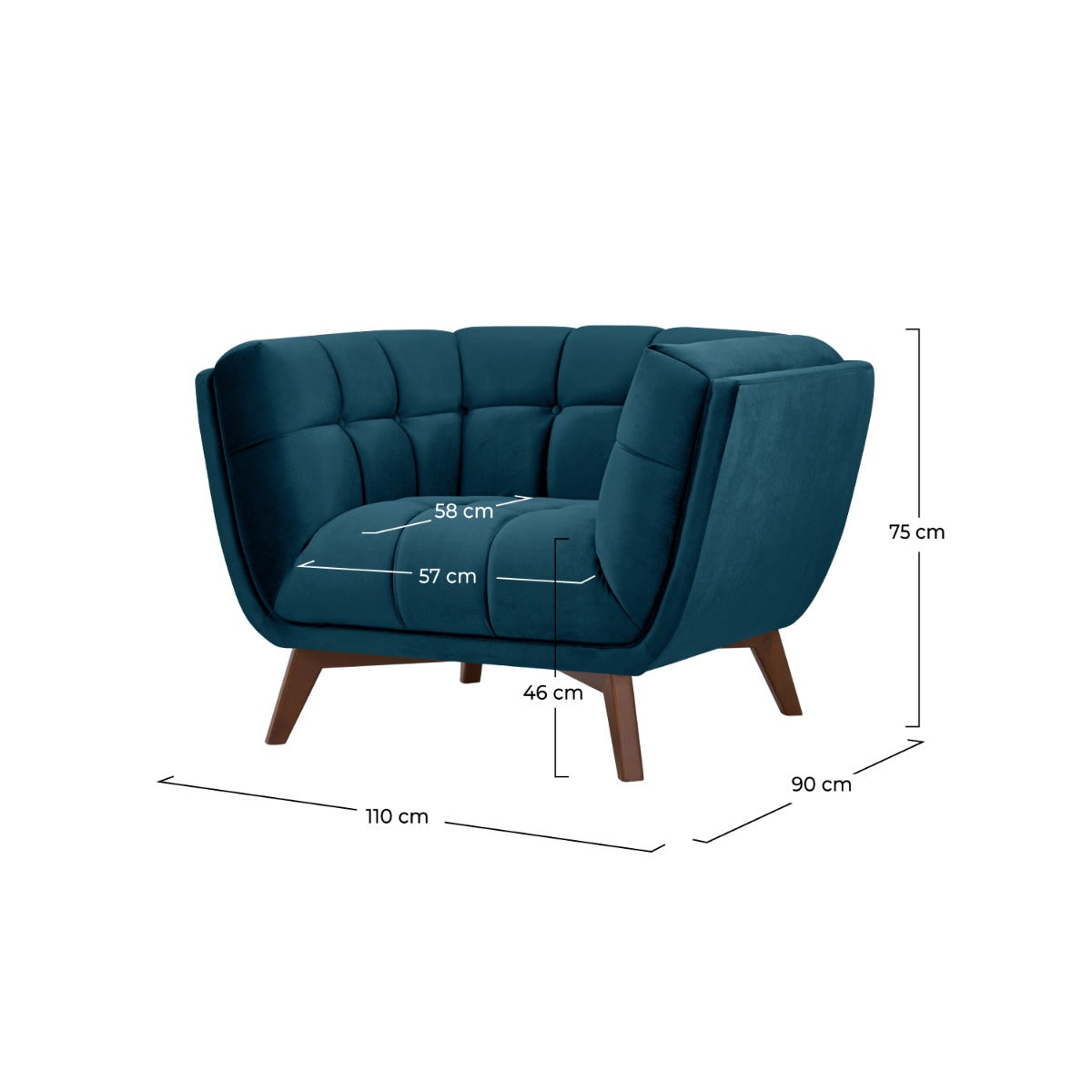fauteuil mona en velours bleu fonce