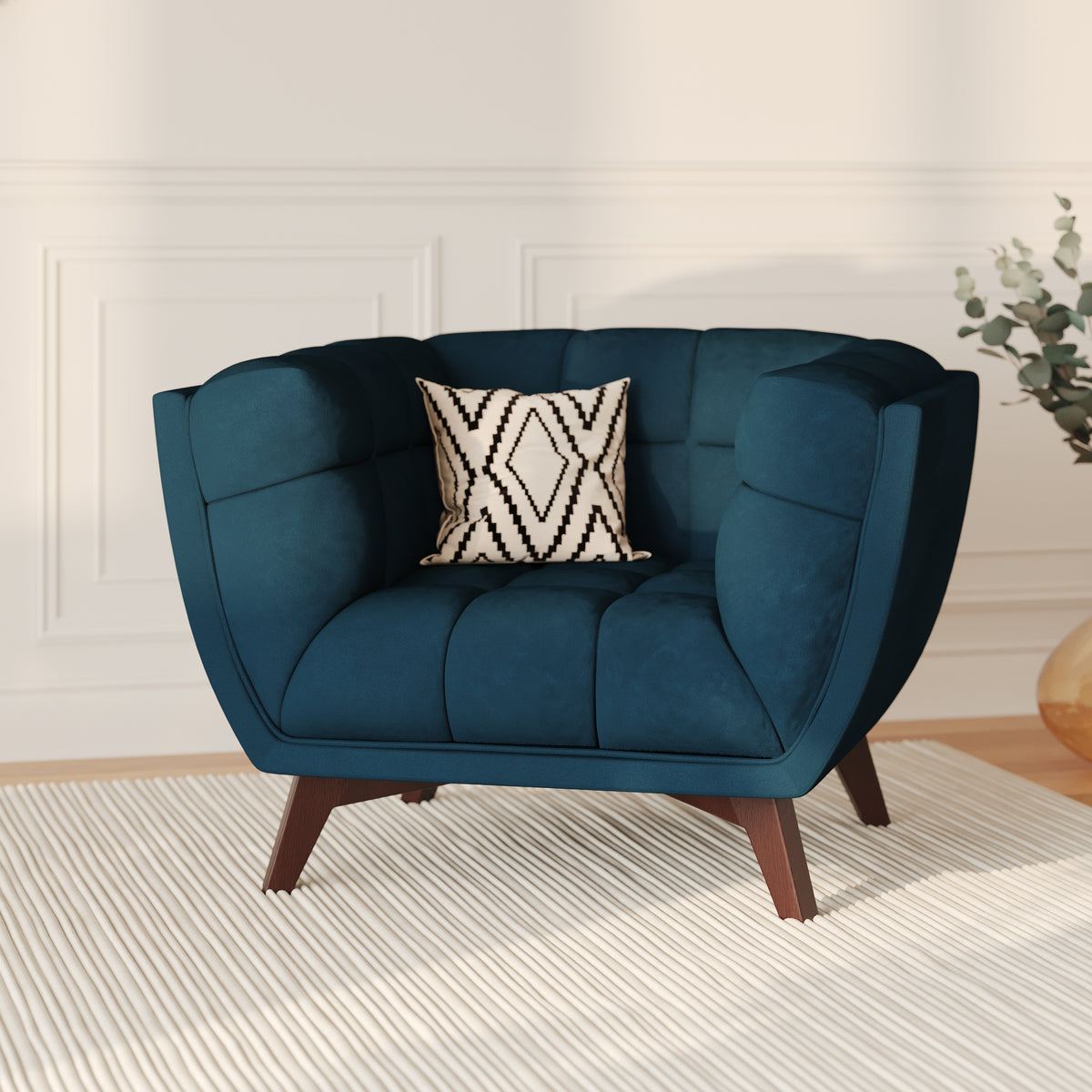 Fauteuil Mona en velours bleu