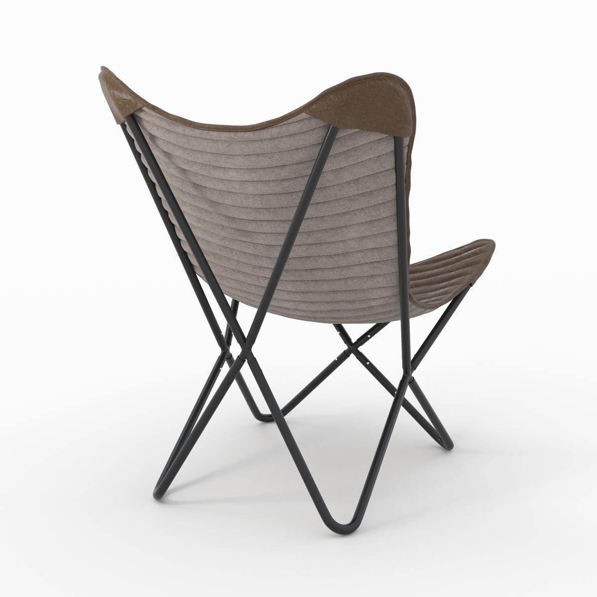 fauteuil papillon en cuir vert octave pieds noir
