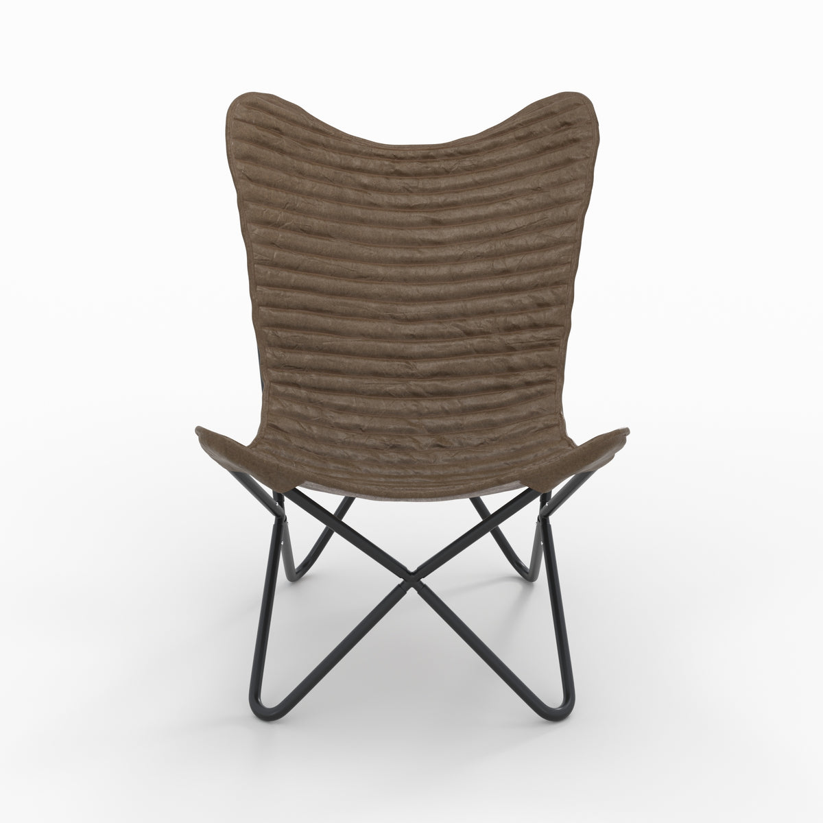 fauteuil papillon en cuir vert pieds noir octave
