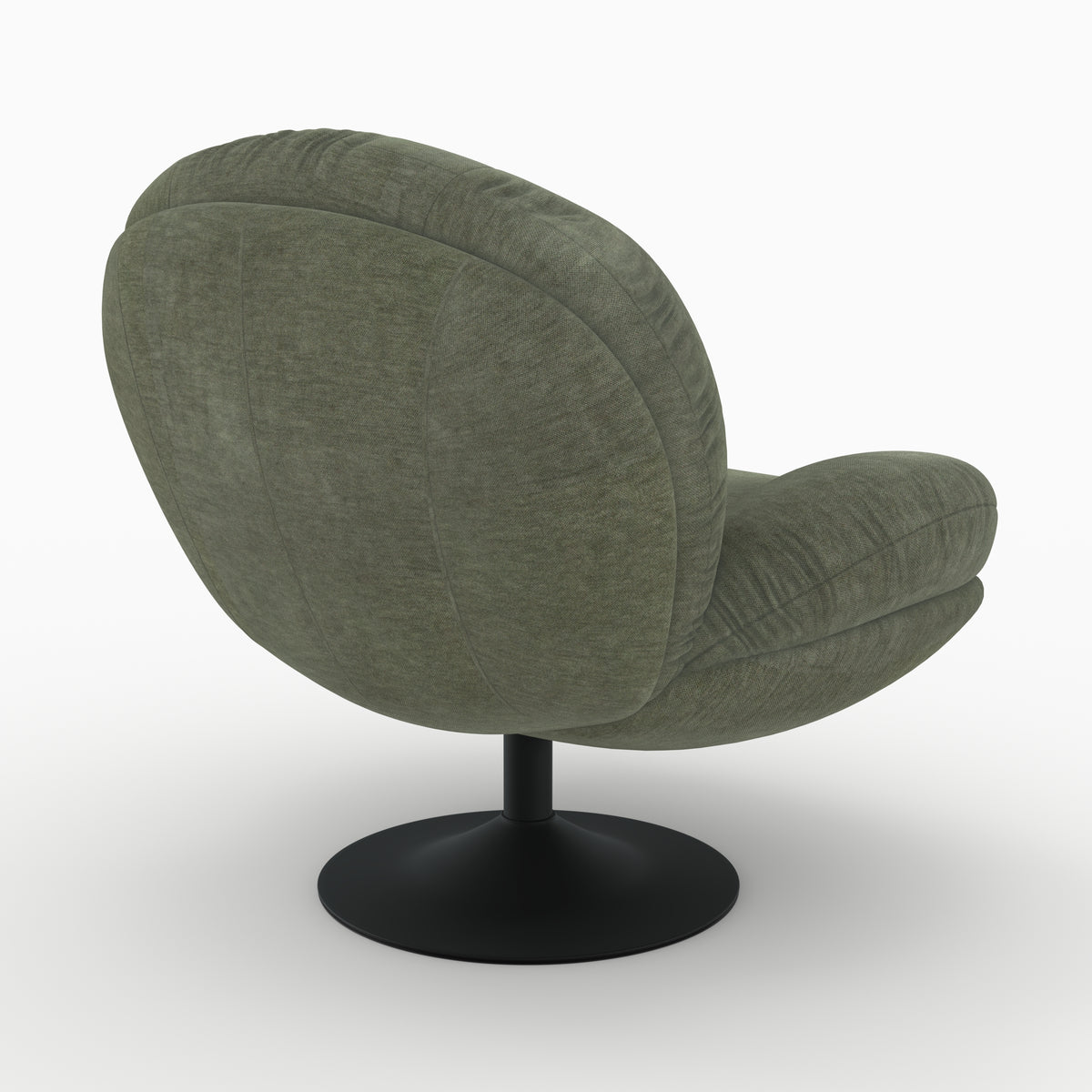 fauteuil pivotant effet velours vert kaki ricci