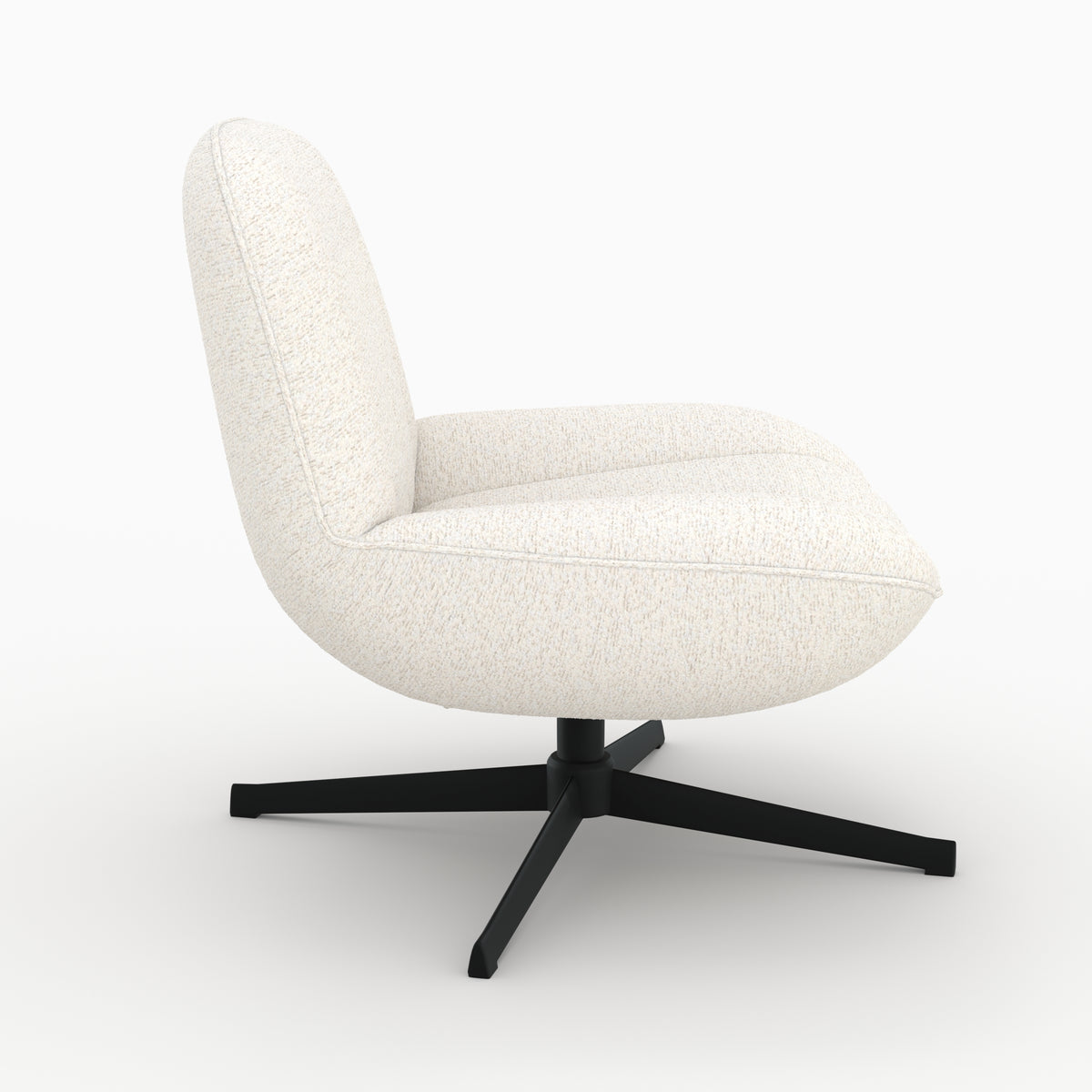 fauteuil pivotant en tissu bouclette blanc casse elvis