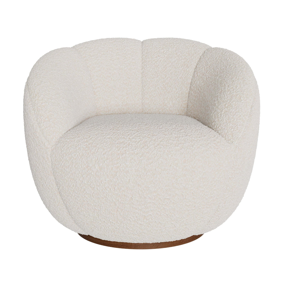 poltrona girevole in tessuto bouclé bianco yse