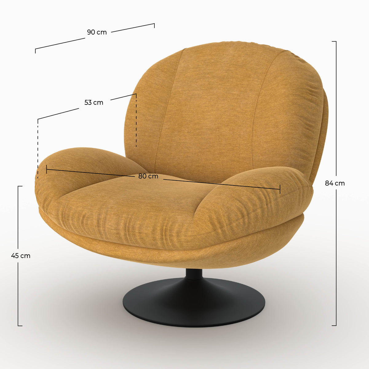 Fauteuil Ricci pivotant jaune moutarde dimensions – Maison Pavane