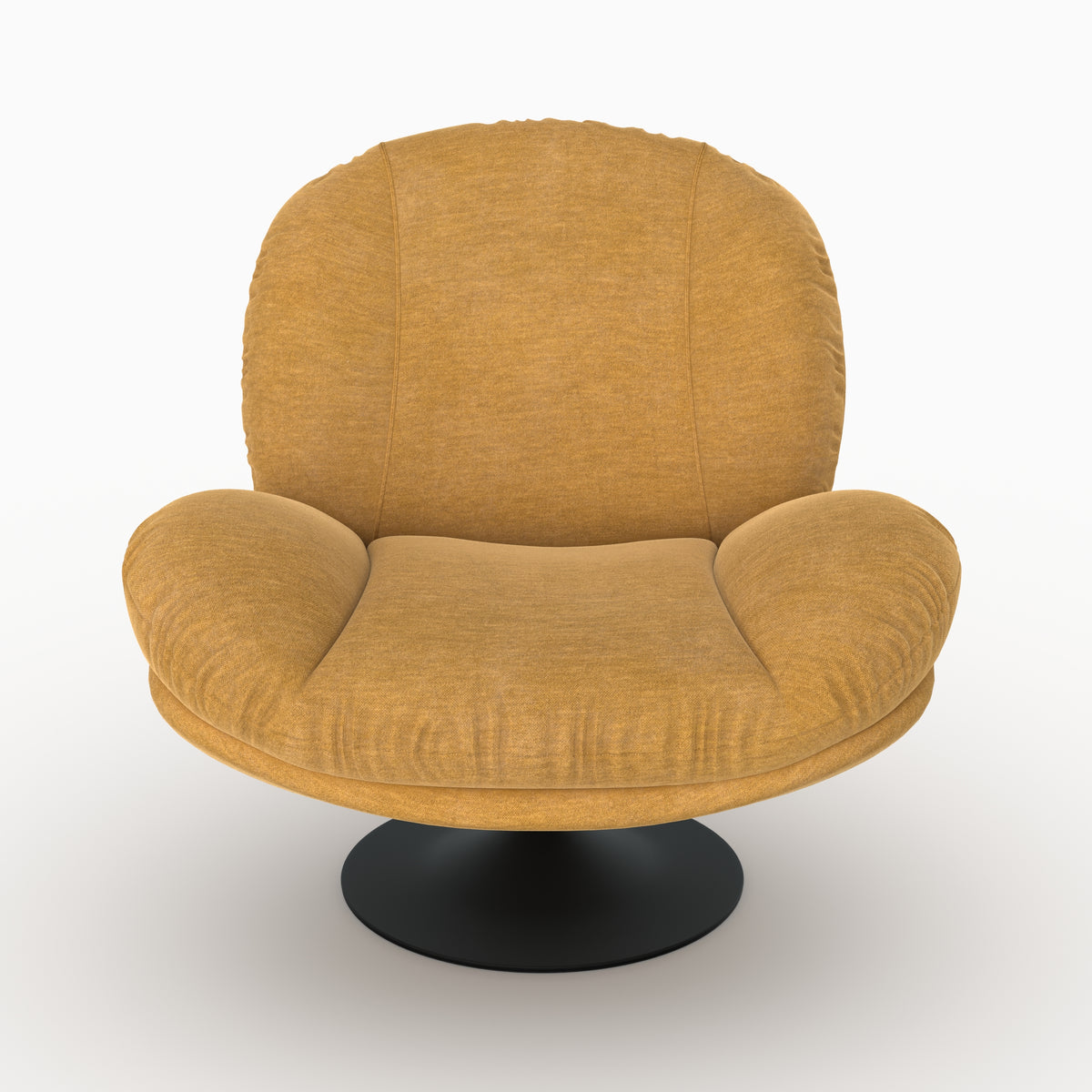 Fauteuil Ricci pivotant tissu velours jaune moutarde face – Maison Pavane