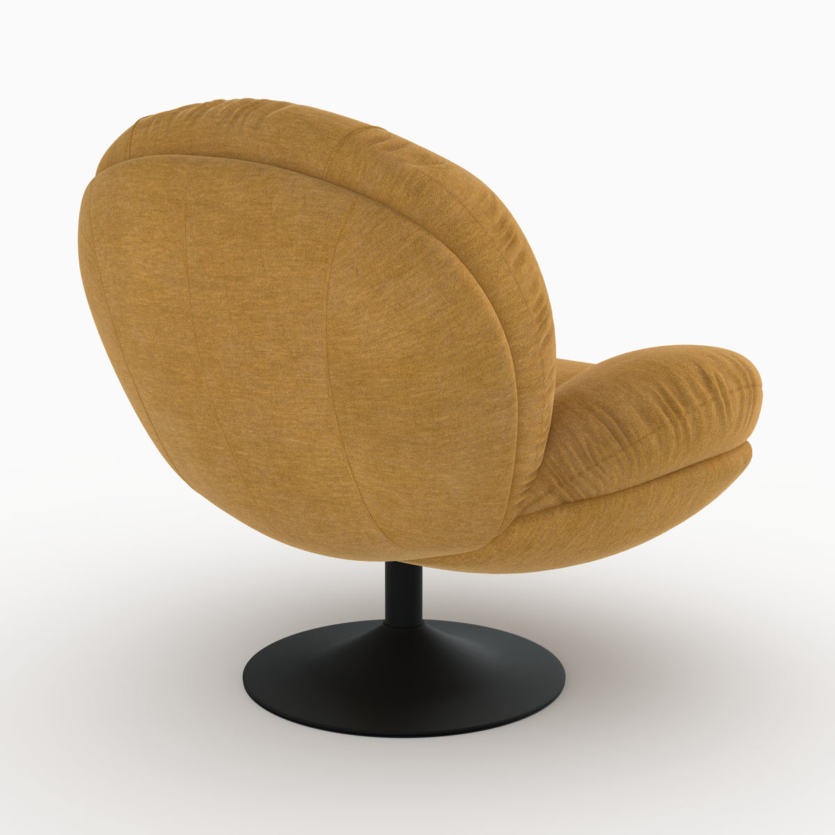 Fauteuil Ricci pivotant velours jaune moutarde trois quarts arrière – Maison Pavane