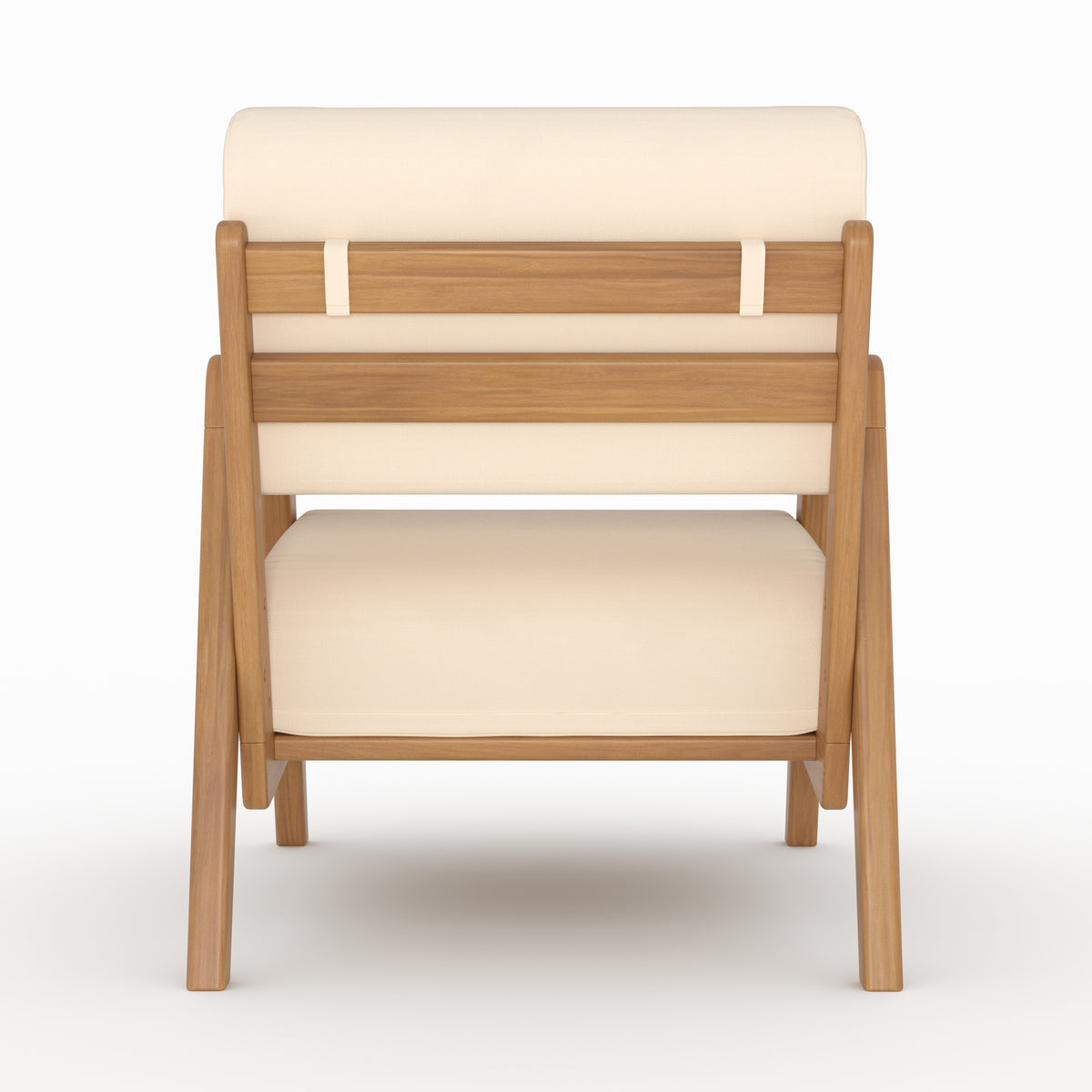 Fauteuil Siargao bois acacia tissu beige vue dos
