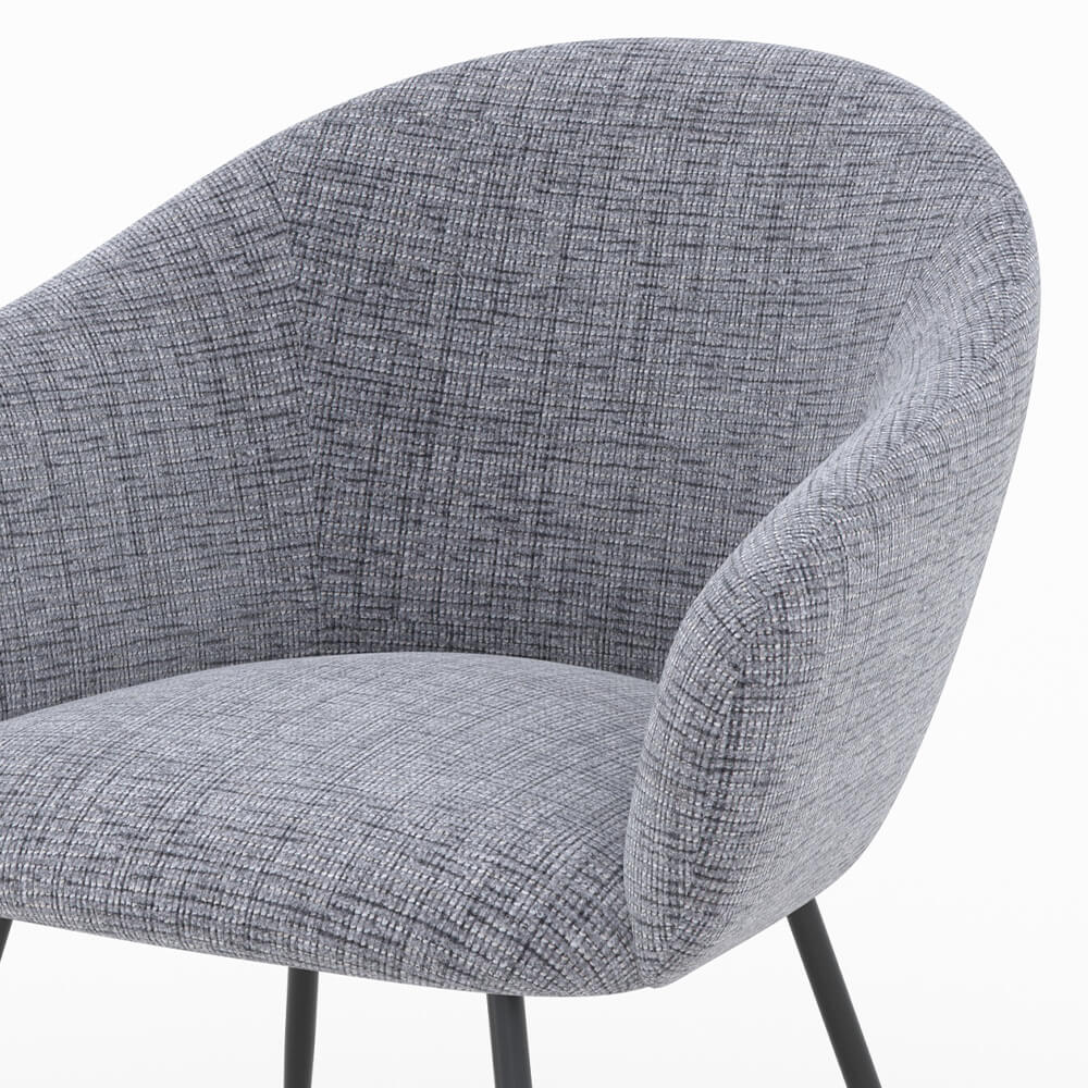 fauteuil socky en tissu gris chine pieds fins noirs confort