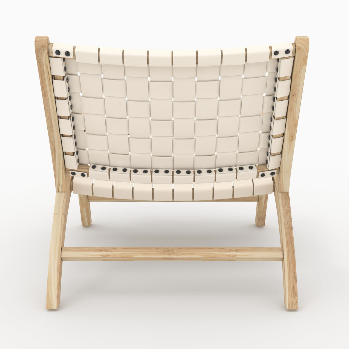 fauteuil style transat cuir blanc kuna tresse