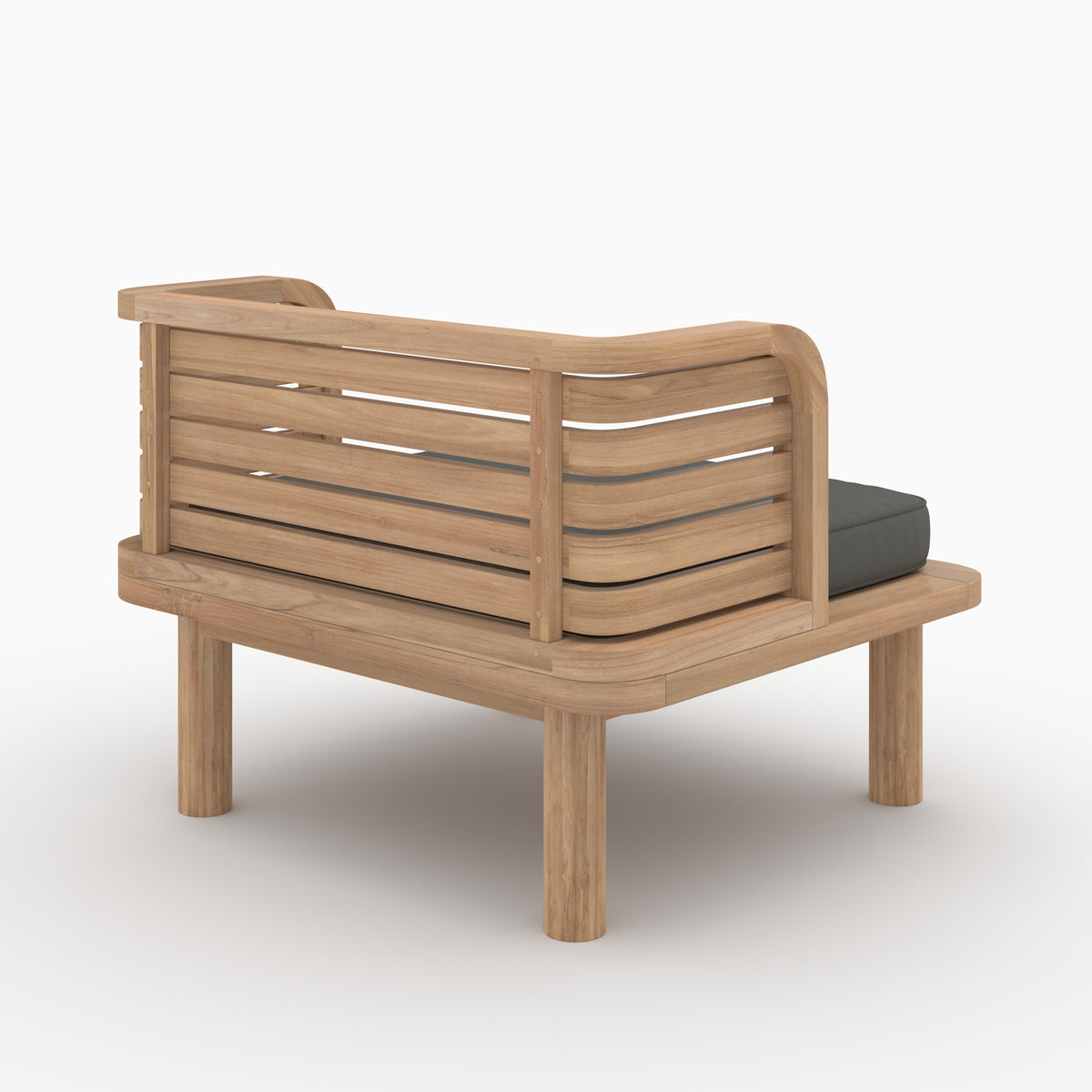 Fauteuil teck massif jardin Kilda coussin gris