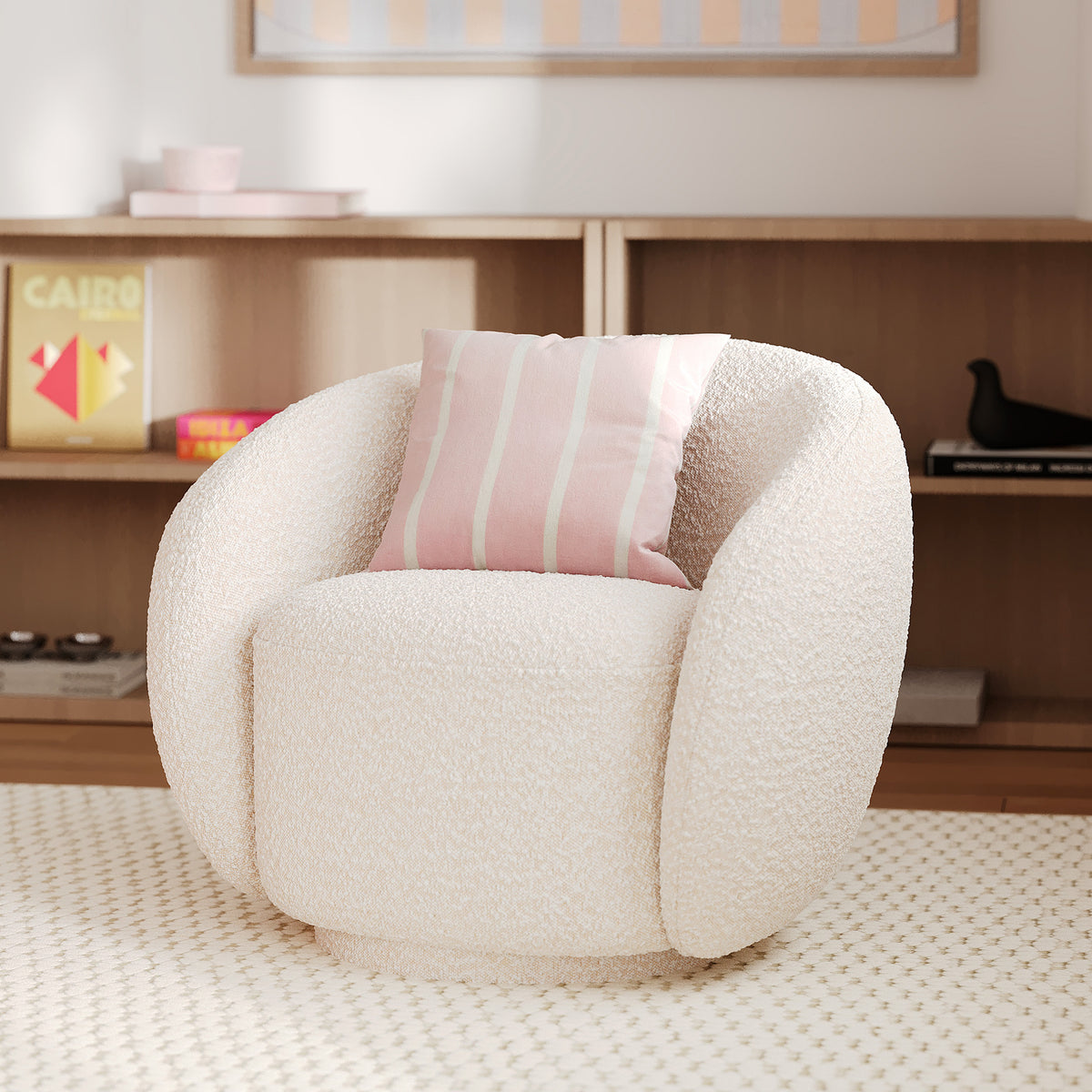 fauteuil tissu bouclette blanc confort rdv deco