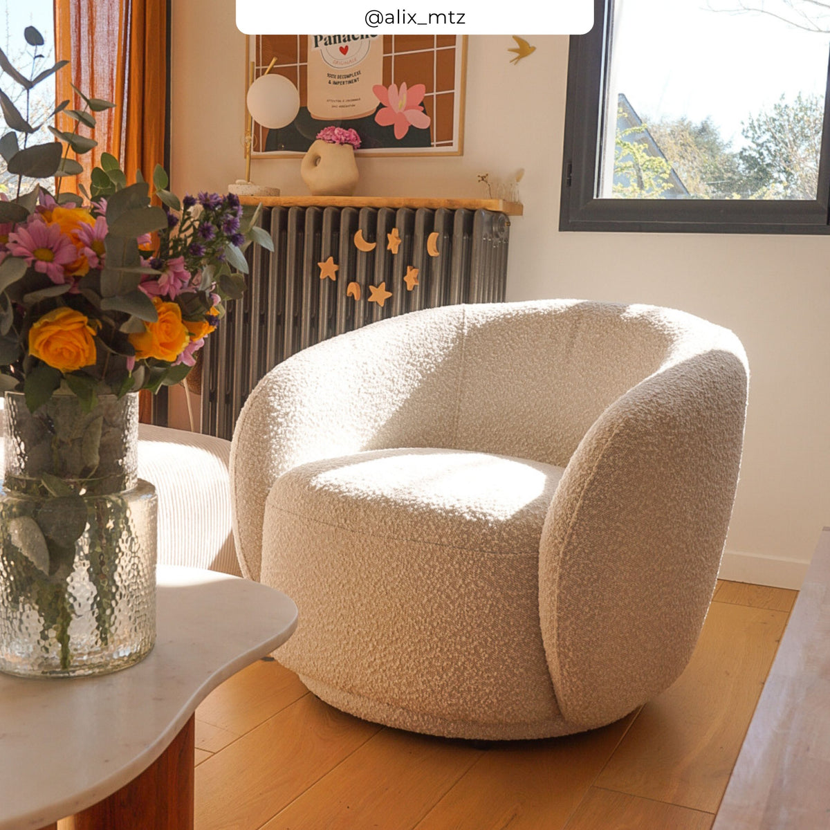 fauteuil tissu bouclette blanc naya confortable rendez vous deco