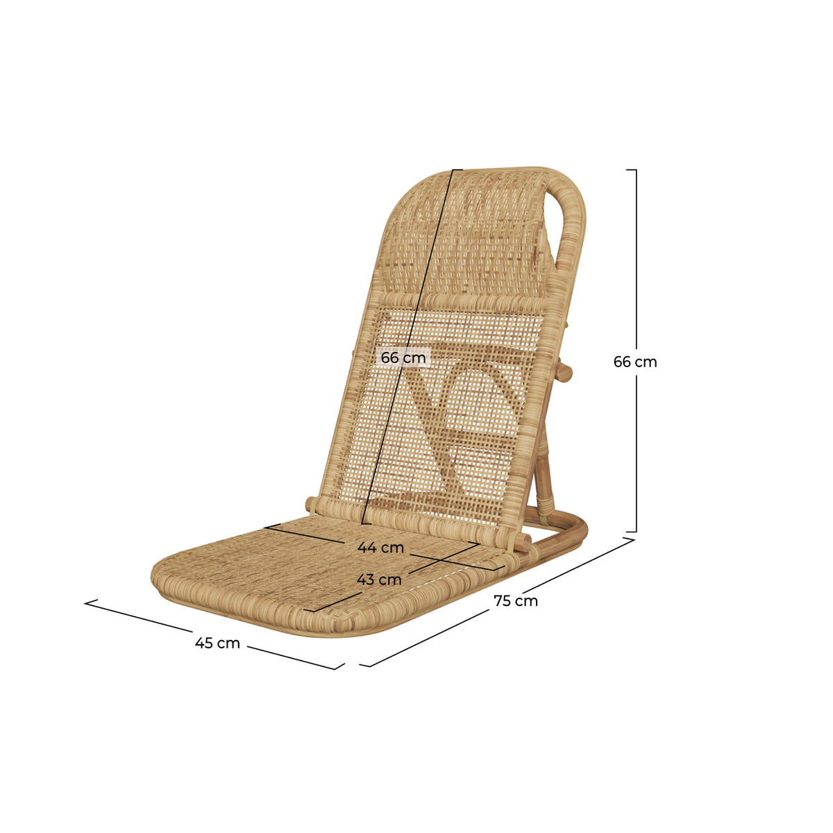 favignana chaise de plage pliable en rotin naturel