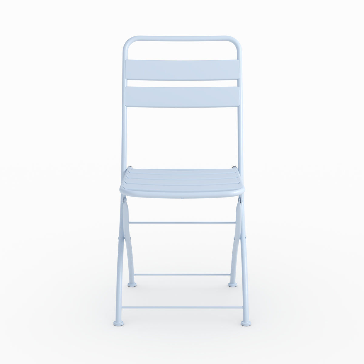 Focus lot de 2 chaises de jardin Yumi en métal bleu pastel pliantes