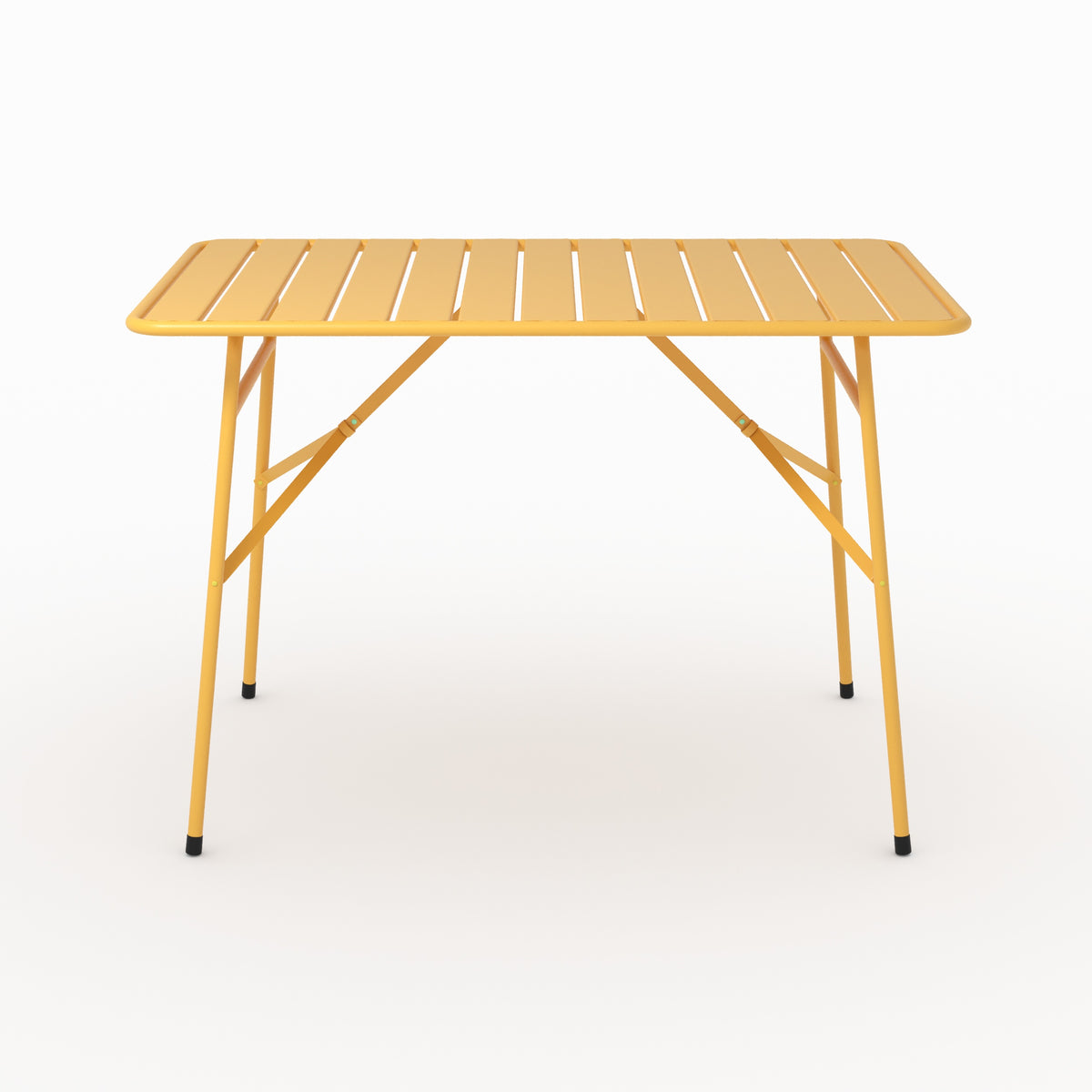 Focus table de jardin Yumi pliante en métal jaune beurre 4 personnes