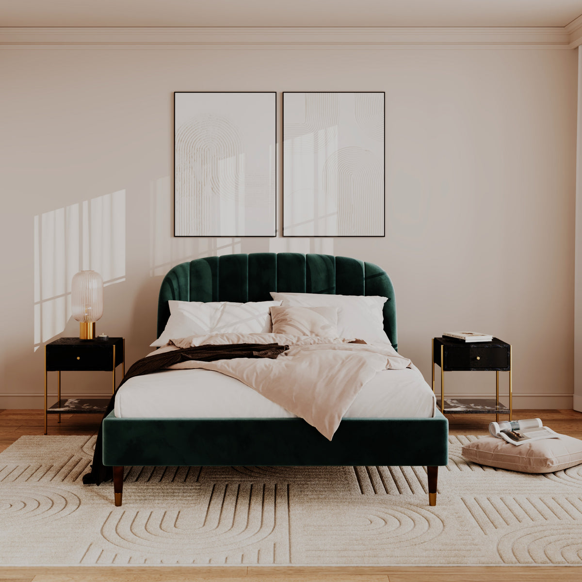 gala lit double velours vert 140 x 190 cm