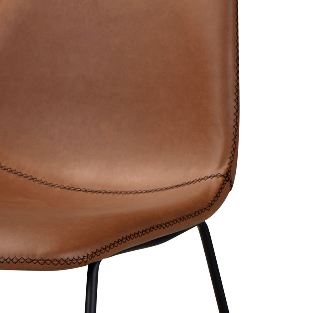 gaspard chaise cuir synthetique marron pieds traineaux noirs_1