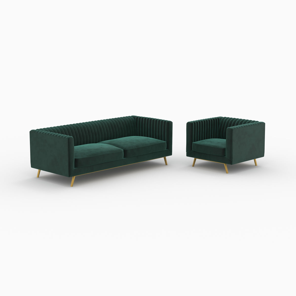 gatsby ensemble canape et fauteuil vert fonce velours
