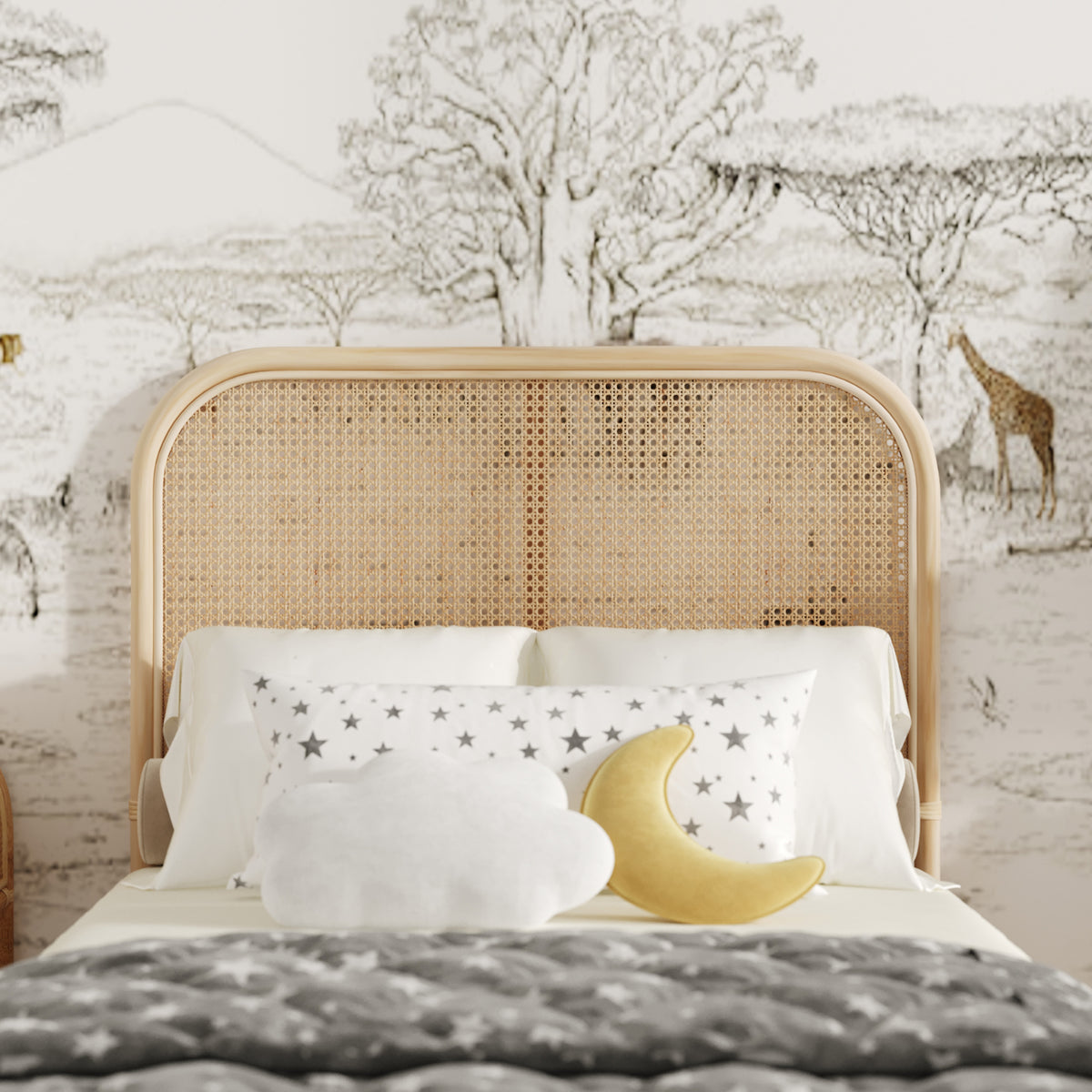 grace tete de lit en rotin cannage 90 cm