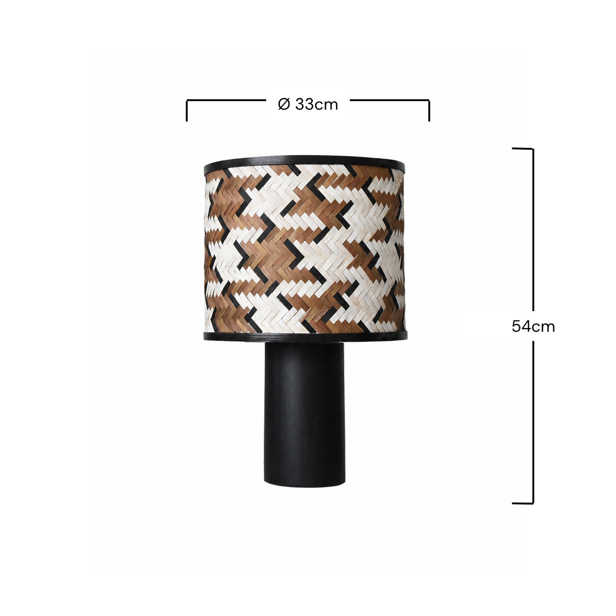 Grande lampe à poser Phil chêne bambou marron noir dimensions schéma – Maison Pavane