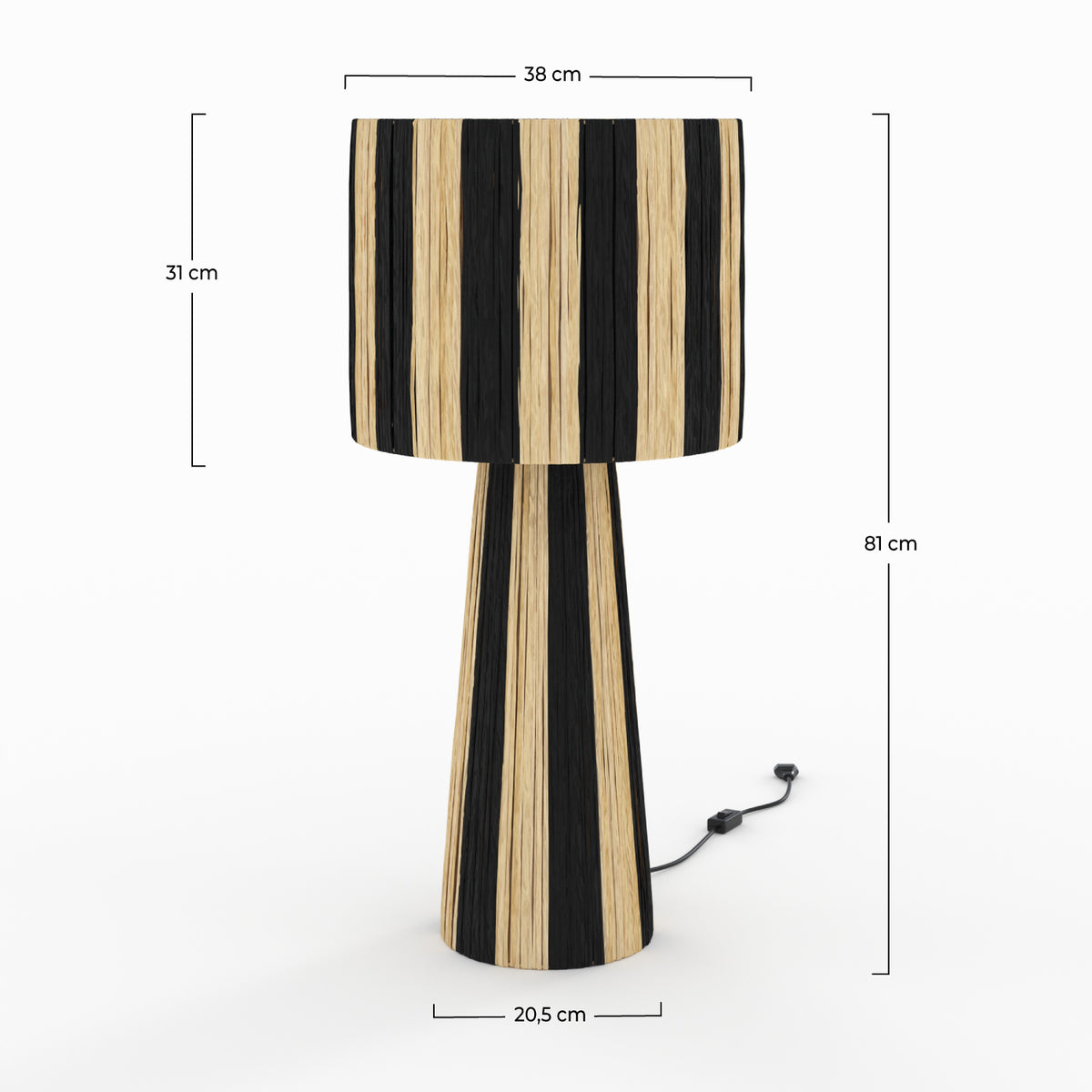 grande lampe decorative rayee noire solea boheme palmier