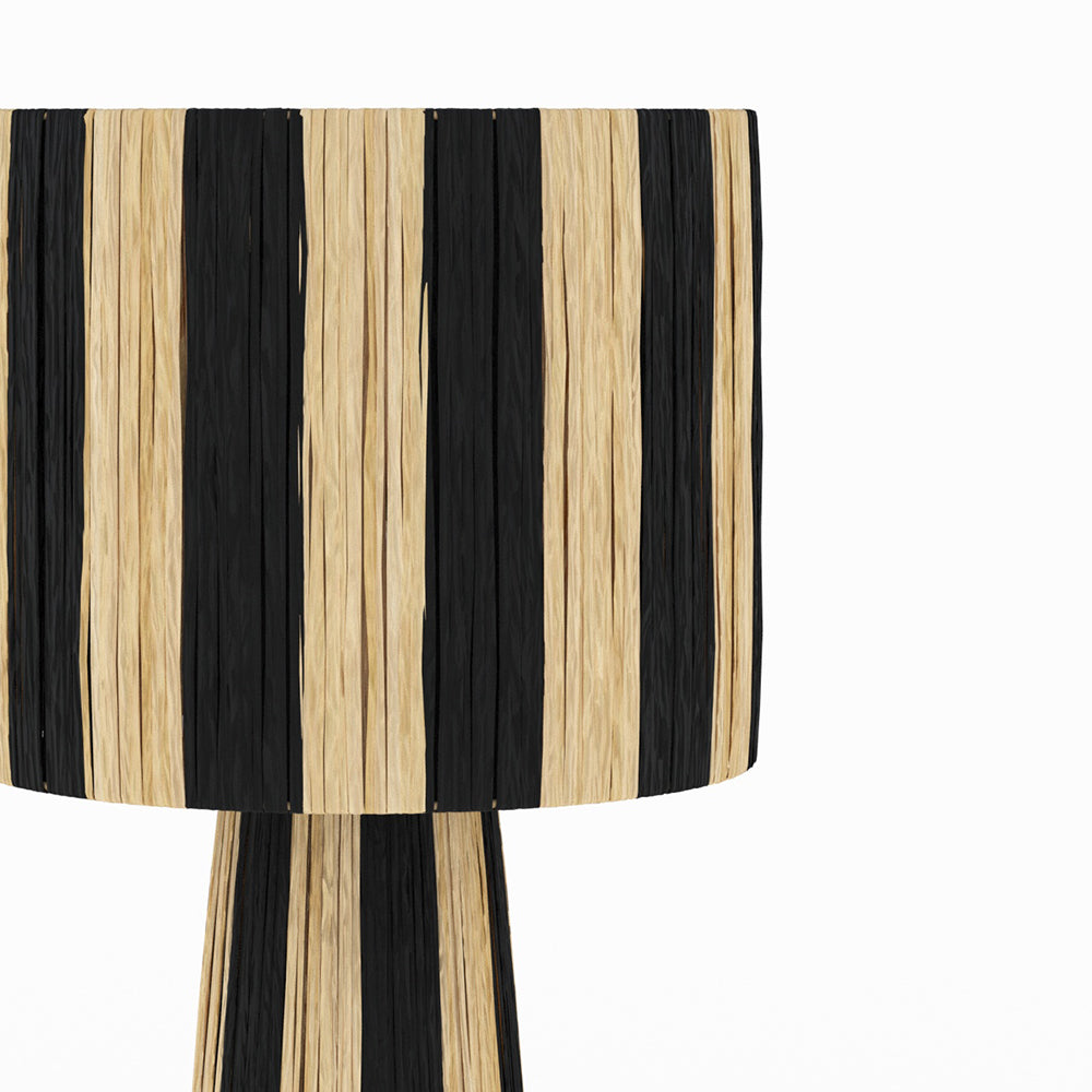grande lampe rayee feuille de palmier noir et beige solea