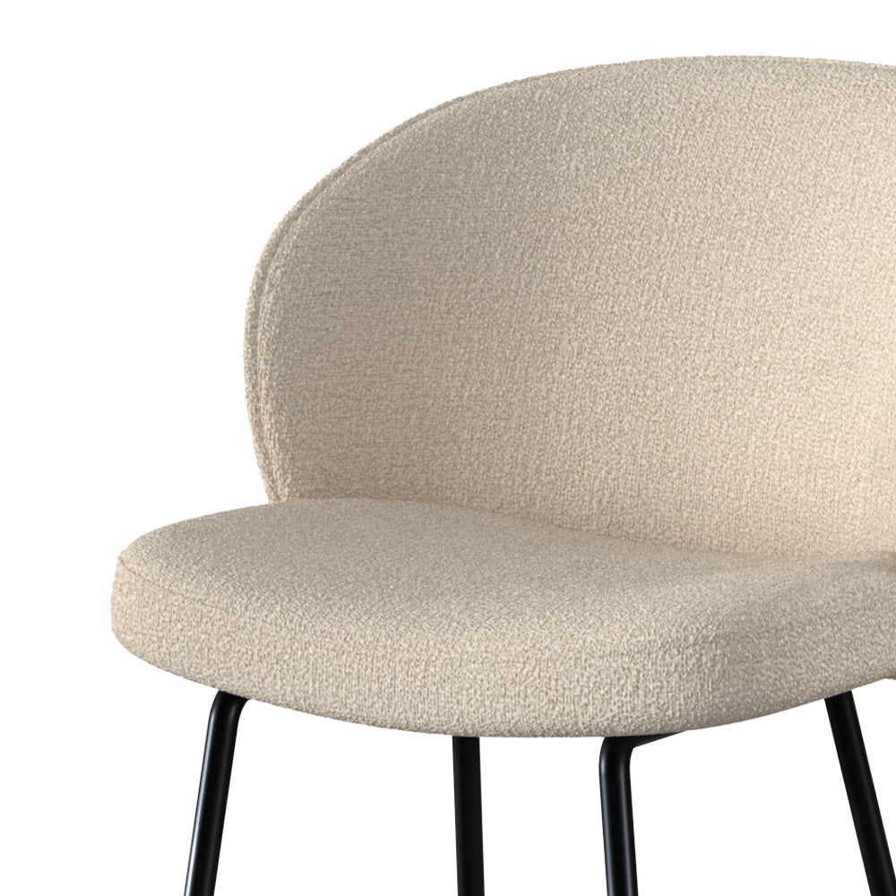 groom chaise de bar en tissu boucle beige et pieds metal noir 66 cm lot de 2