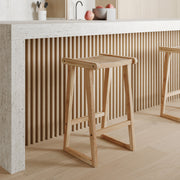 haida tabouret de bar en teck et rotin 66 cm