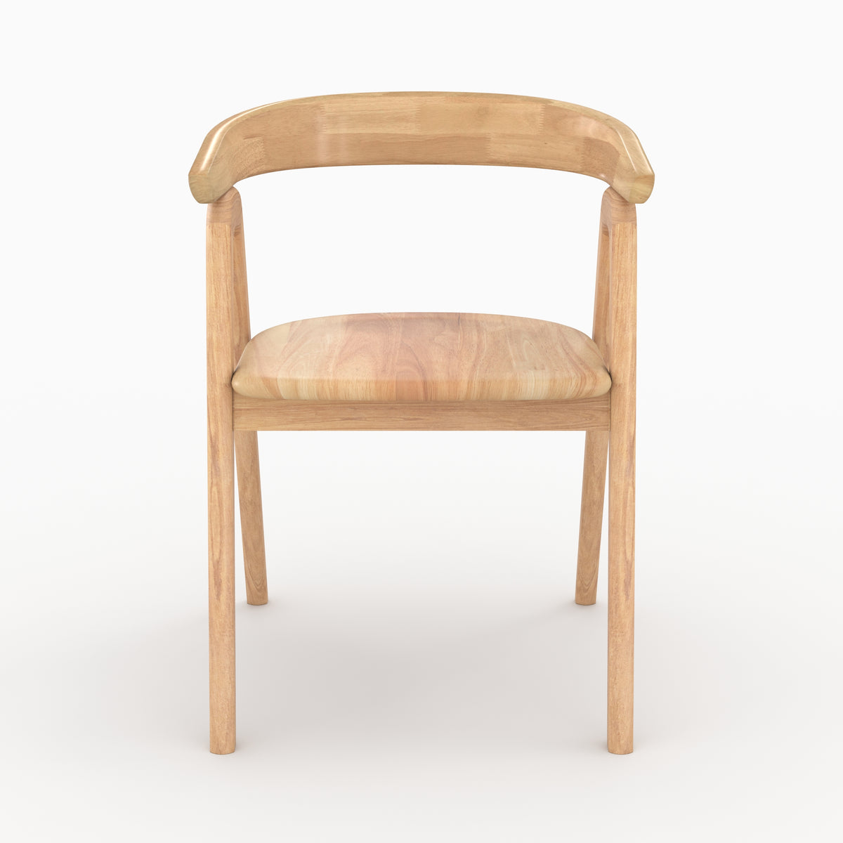 sedia in legno di gomma chiara con braccioli