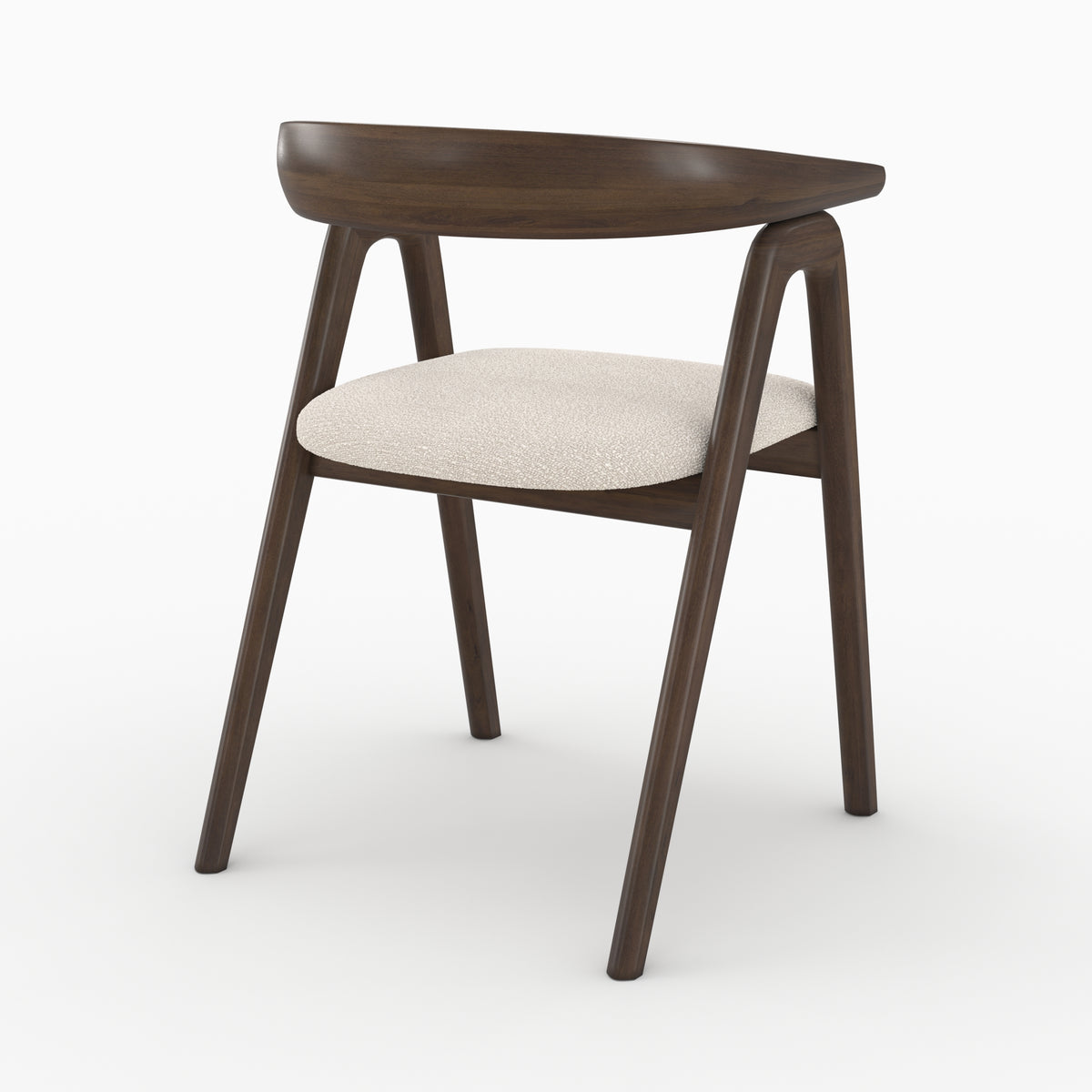 hawa sedia in tessuto boucle crema legno scuro di hevea