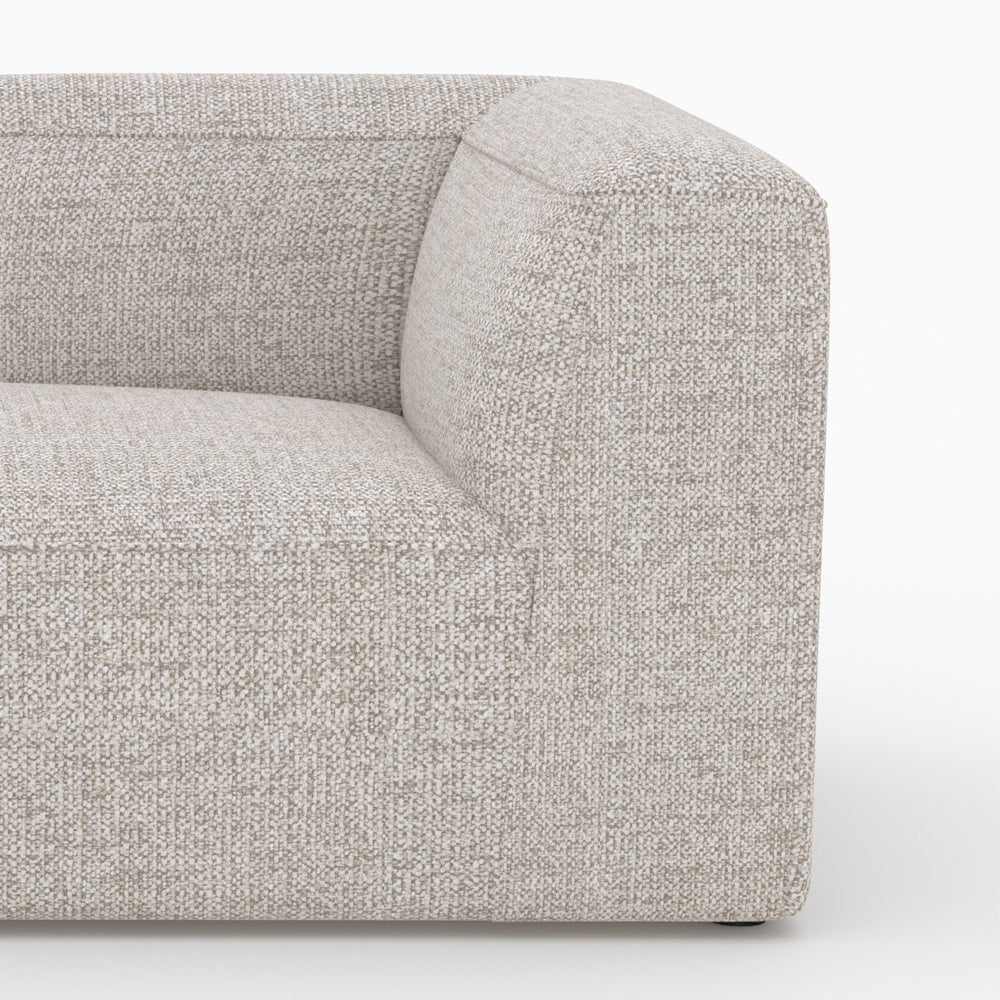 Hestia canapé 4 places angle gauche tissu beige poufs