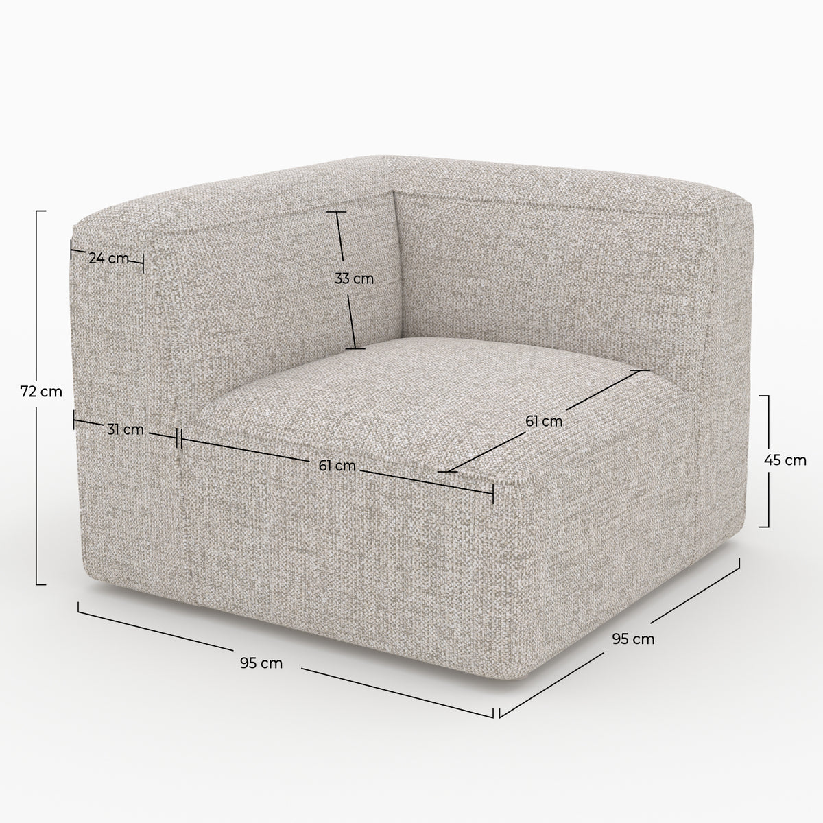 Hestia module angle interchangeable tissu beige canapé modulable