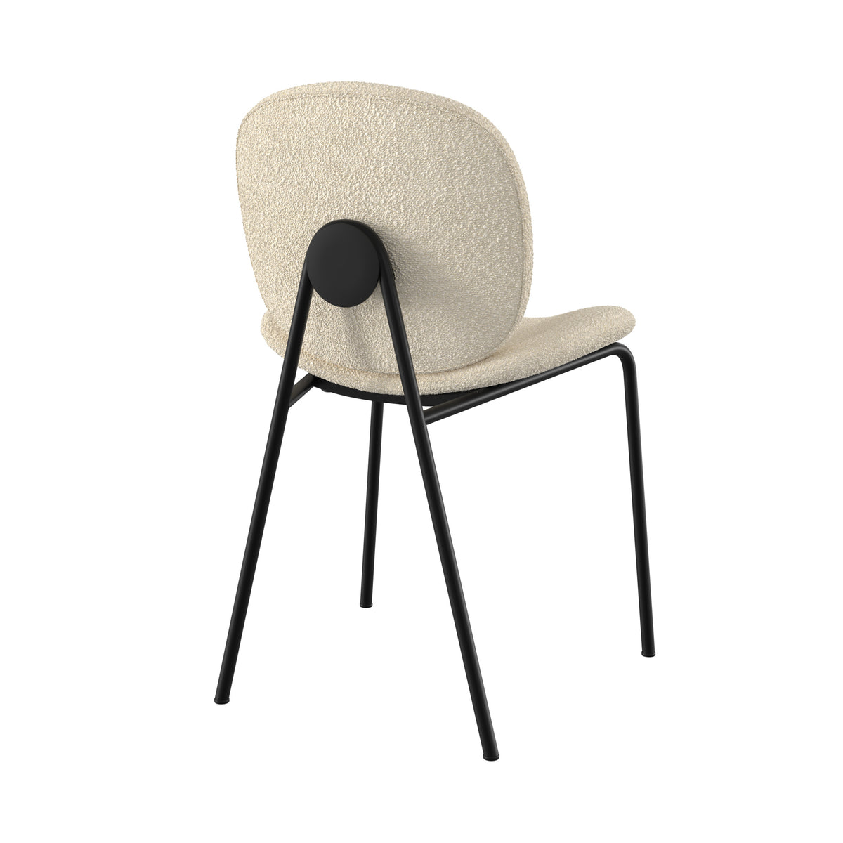 iris chaise en tissu boucle beige pieds noirs lot de 2