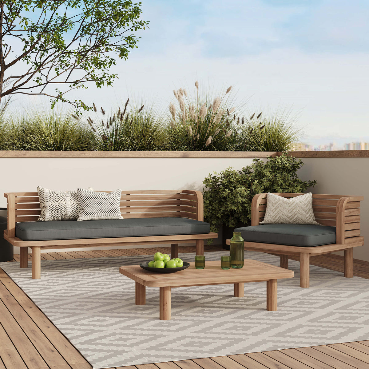 Jardin bois foncé tissu gris foncé Kilda