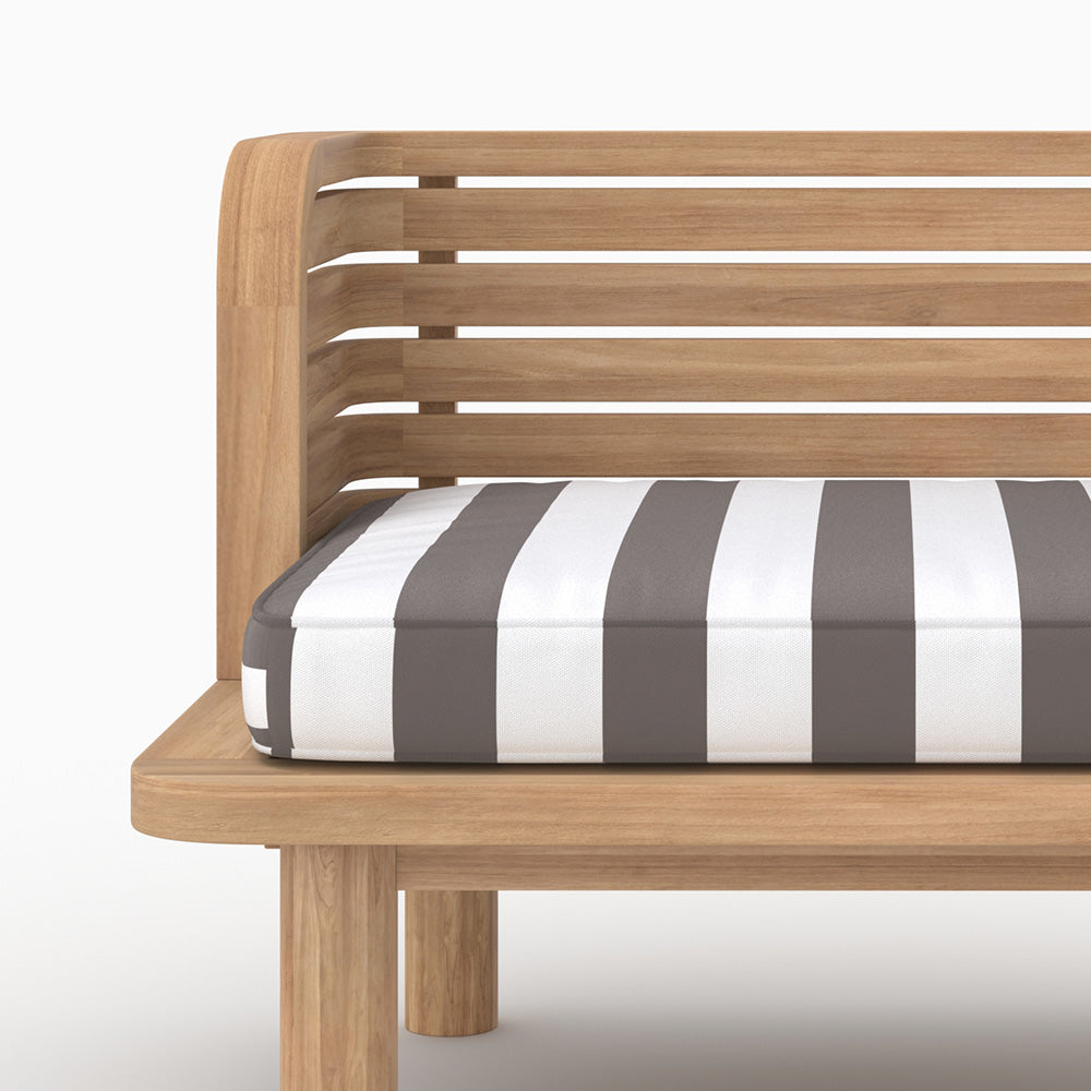 Jardin fauteuil teck massif Kilda coussin rayé gris