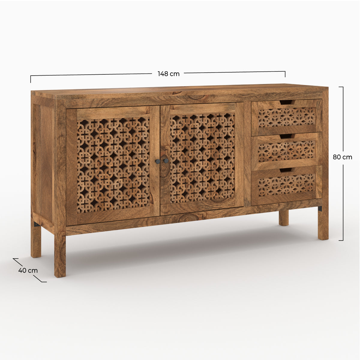 buffet jaya ajouré in legno di mango marrone