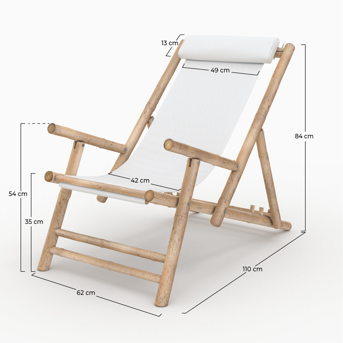 jolie chilienne en bambou et tissu blanc vadella fond beige