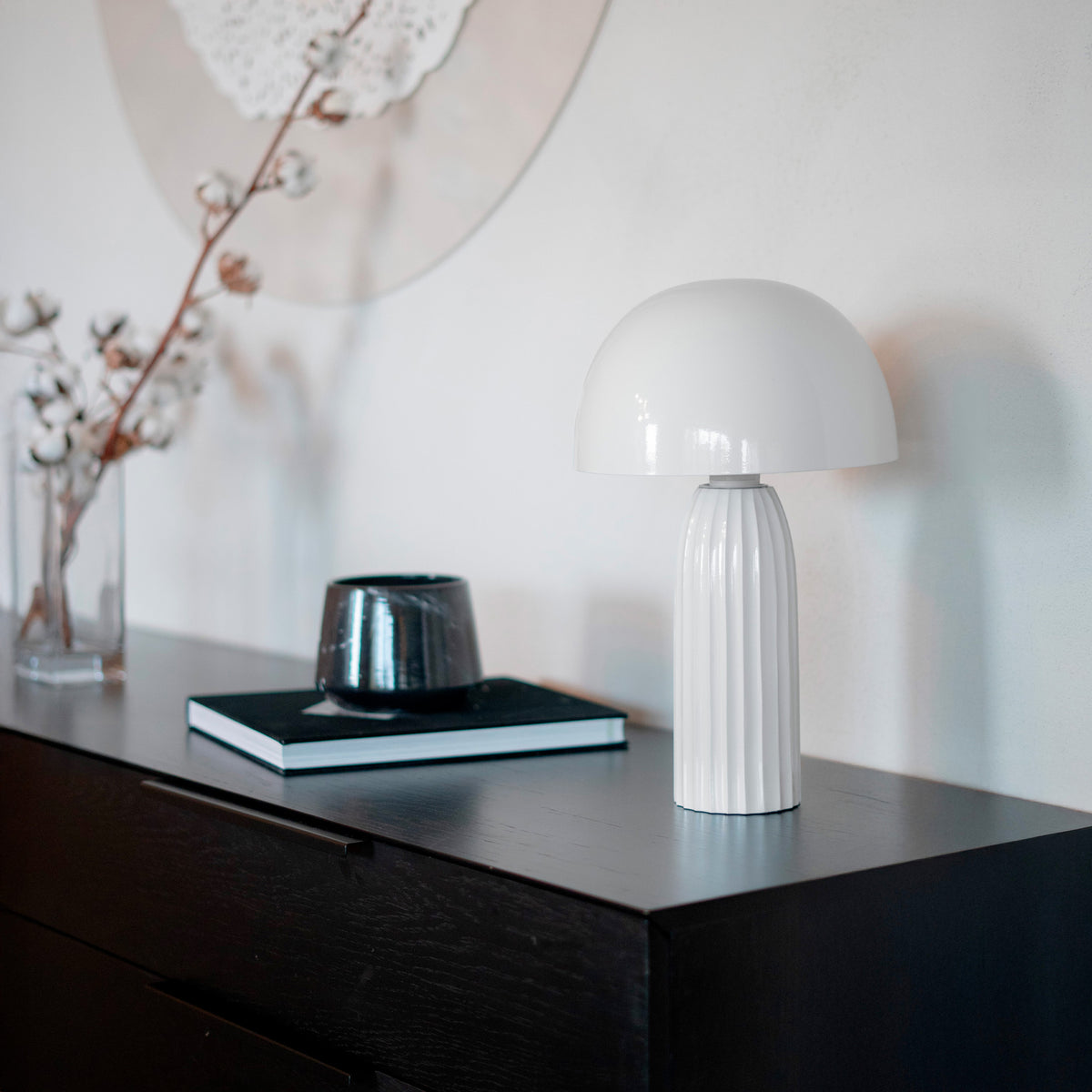 joy lampe a poser blanche champignon