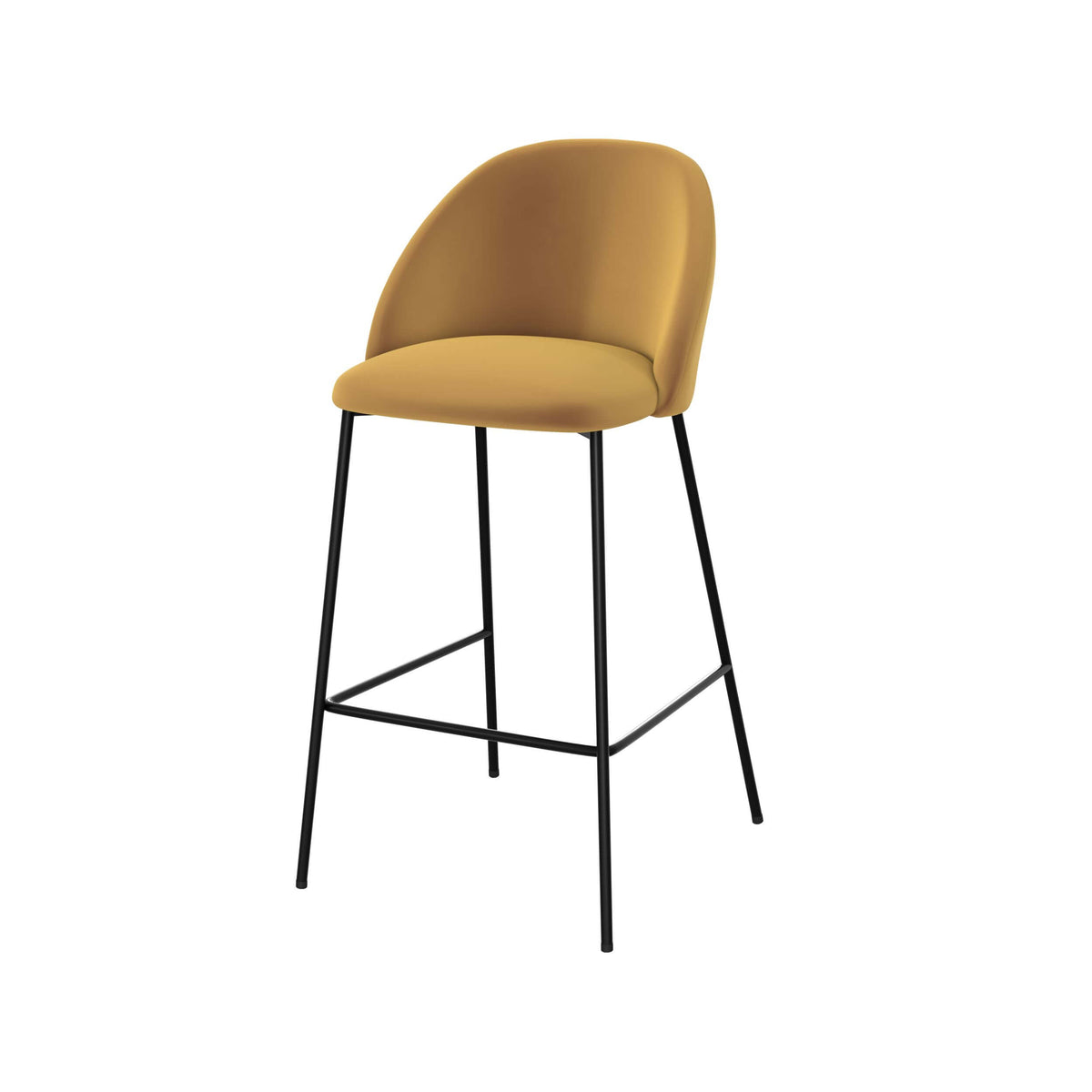 karl chaise de bar en velours jaune 66cm lot de 2