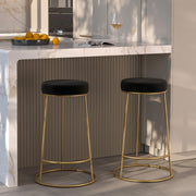 kendal tabouret de bar noir pieds dores lot de 2