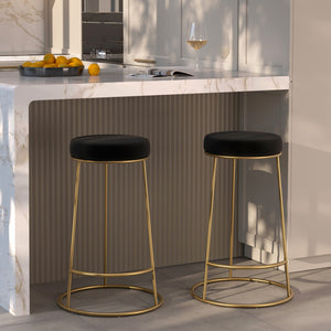 kendal tabouret de bar noir pieds dores lot de 2